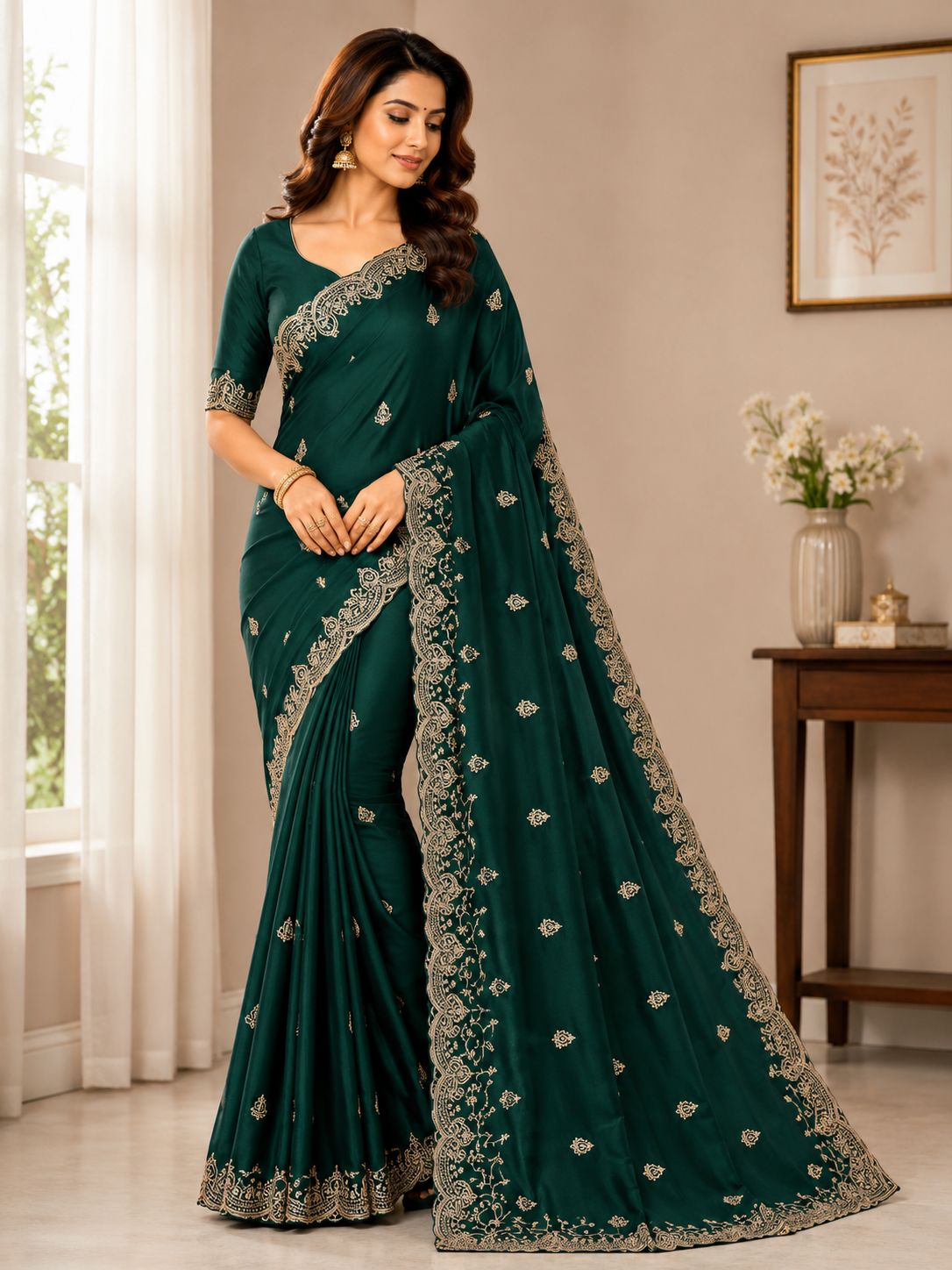 Royal Noor Embroidered Star Georgette Saree With Heavy Sequence Work & Designer Blouse