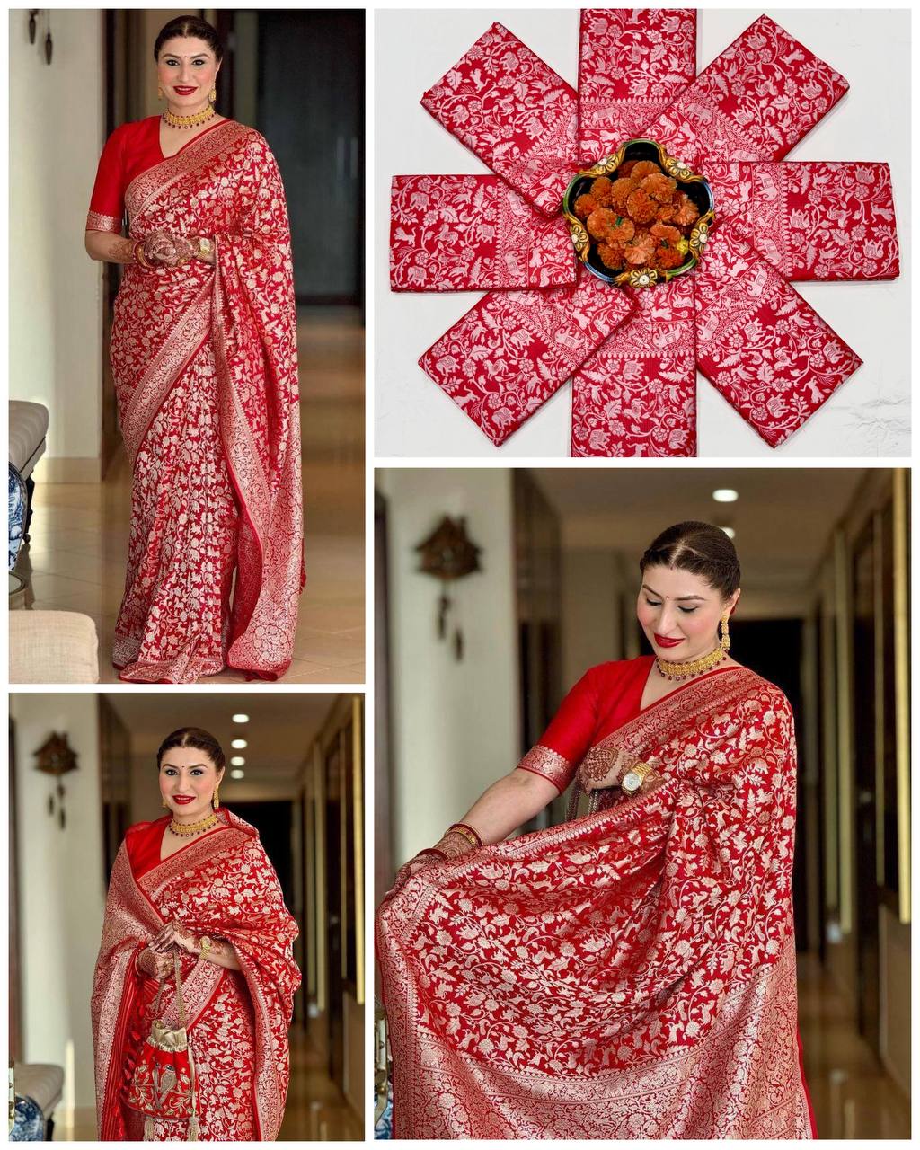 Red Banarasi Silk Saree with Intricate Zari Work