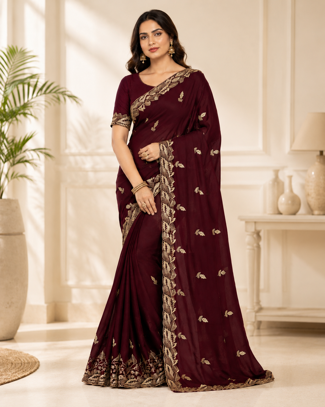 Sonakshi Star Georgette Embroidered Saree with Designer Blouse | Elegant Daily & Party Wear Saree