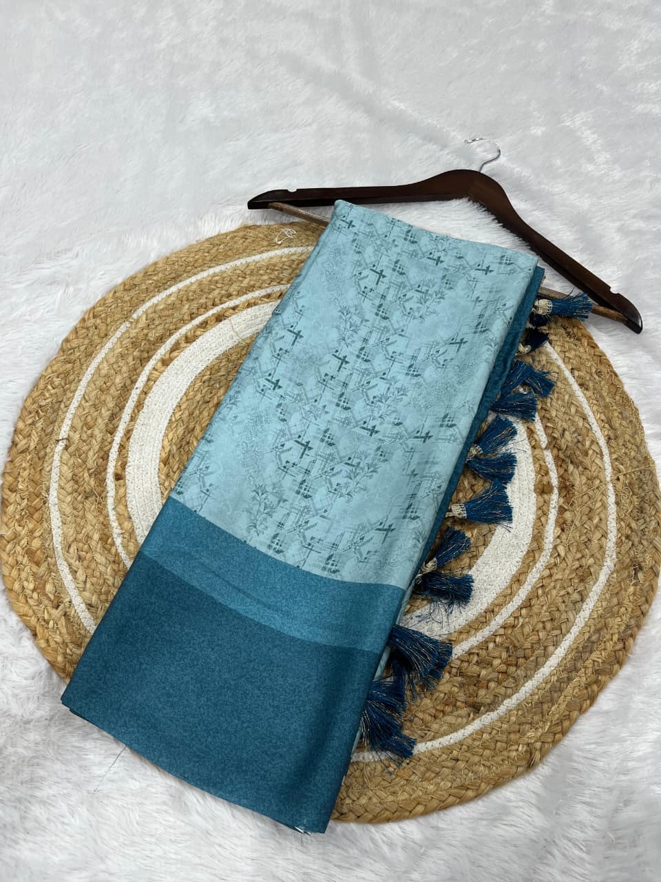 Women's Premium Georgette Silky Saree with Designer Tassels