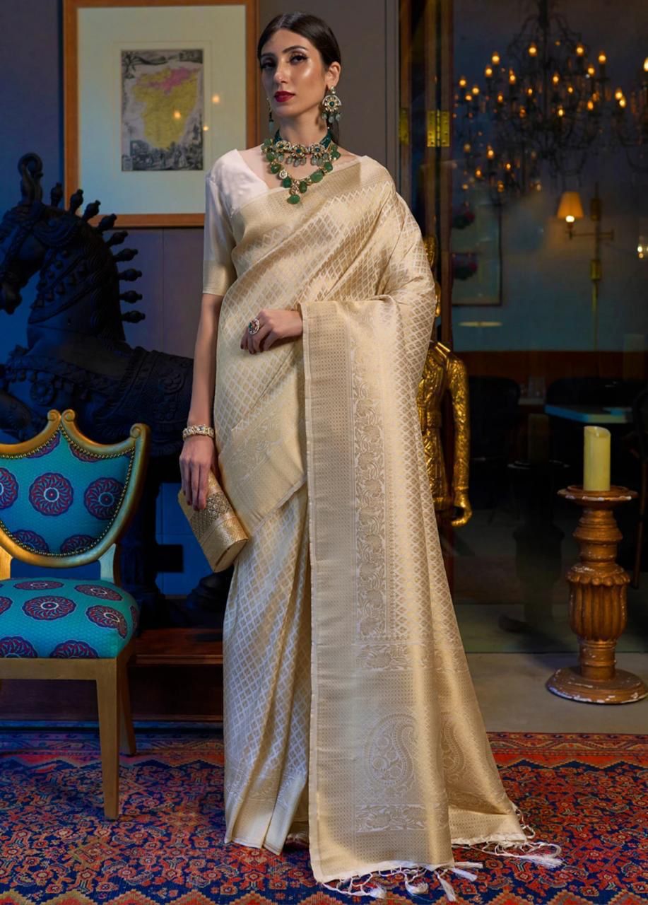 Premium Silk Saree with Golden Zari Border and Pallu