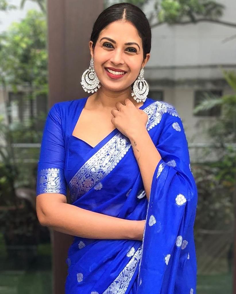 Royal Blue Banarasi Silk Saree with Silver Zari Work