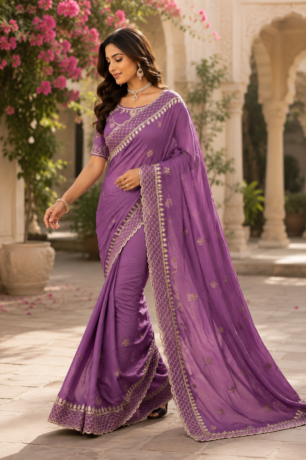 Royal Vichitra Silk Embroidered Saree with 3mm Sequins Work | Premium Party Wear & Wedding Collection