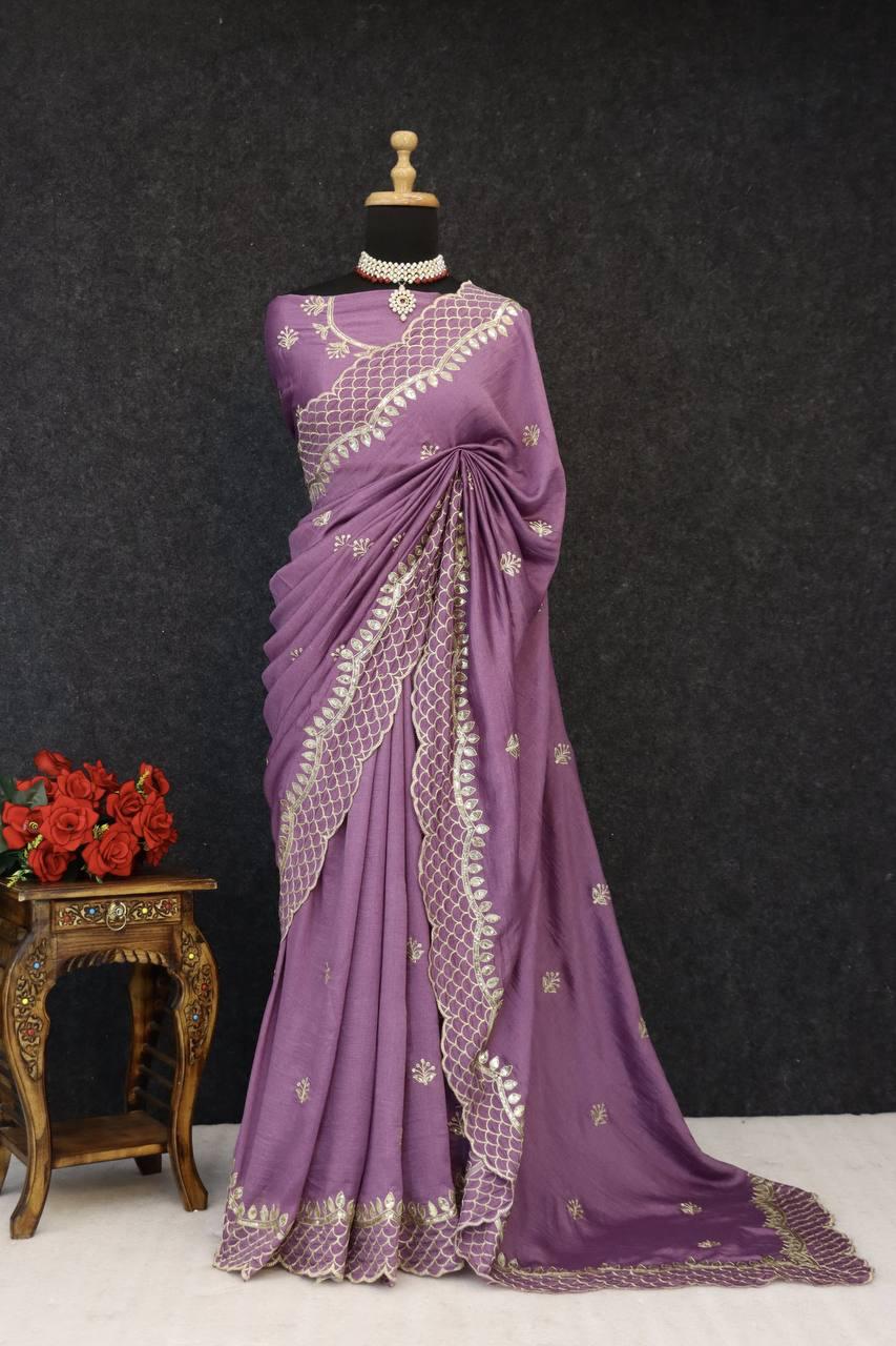 Royal Vichitra Silk Embroidered Saree with 3mm Sequins Work | Premium Party Wear & Wedding Collection