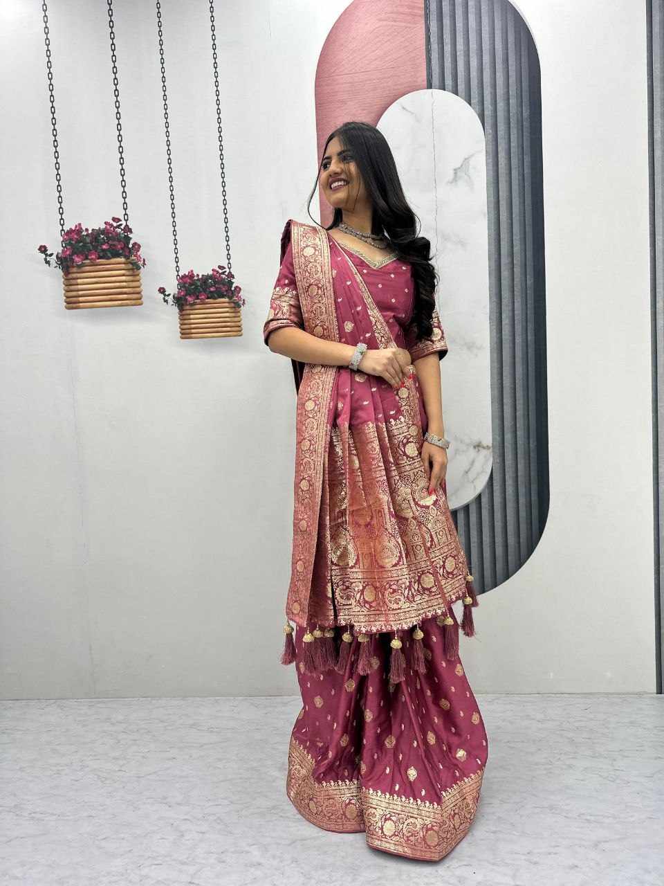 PC 577 Pure Silk Patli Saree | Readymade Festival Wear Saree with Latkan & Jacquard Blouse