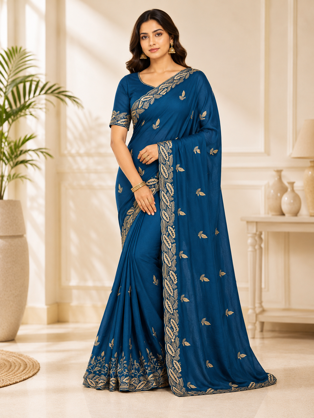 Sonakshi Star Georgette Embroidered Saree with Designer Blouse | Elegant Daily & Party Wear Saree