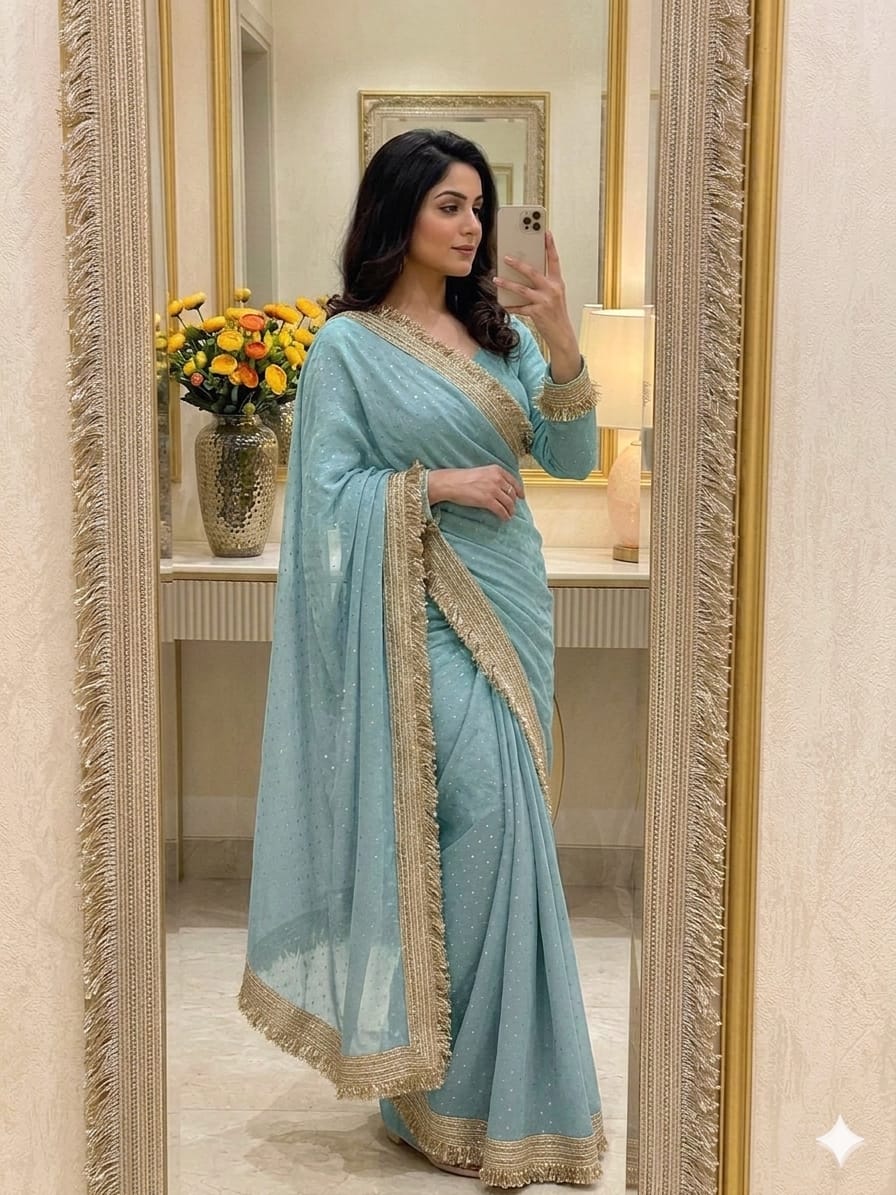 Vidya Premium Jacquard Lace Border Party Wear Saree for Women