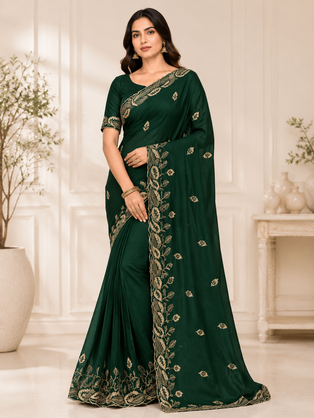 Sonakshi Star Georgette Embroidered Saree with Designer Blouse | Elegant Daily & Party Wear Saree