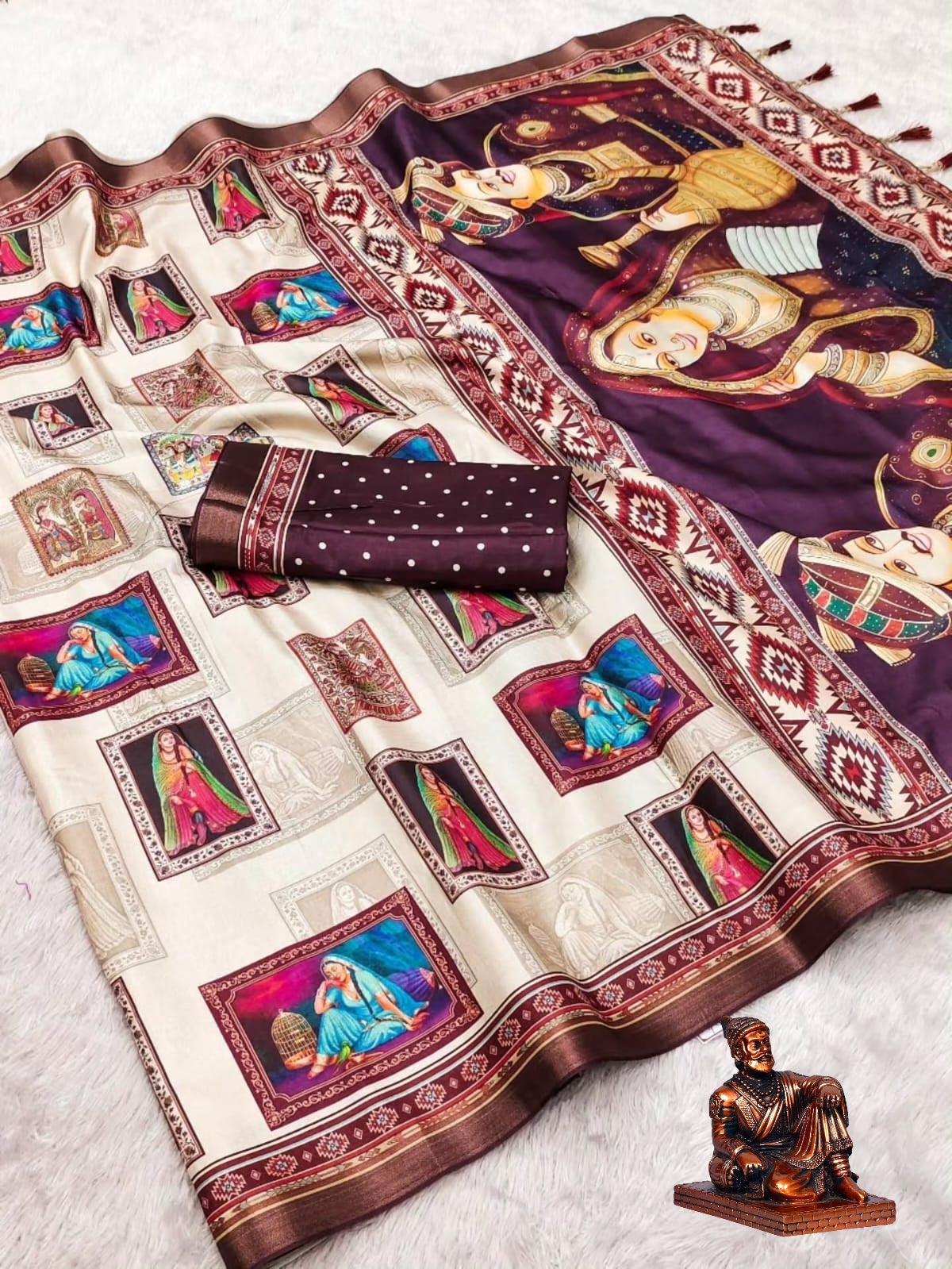 Rajgharana Ethnic Printed Blooming Mull Mull Cotton Saree