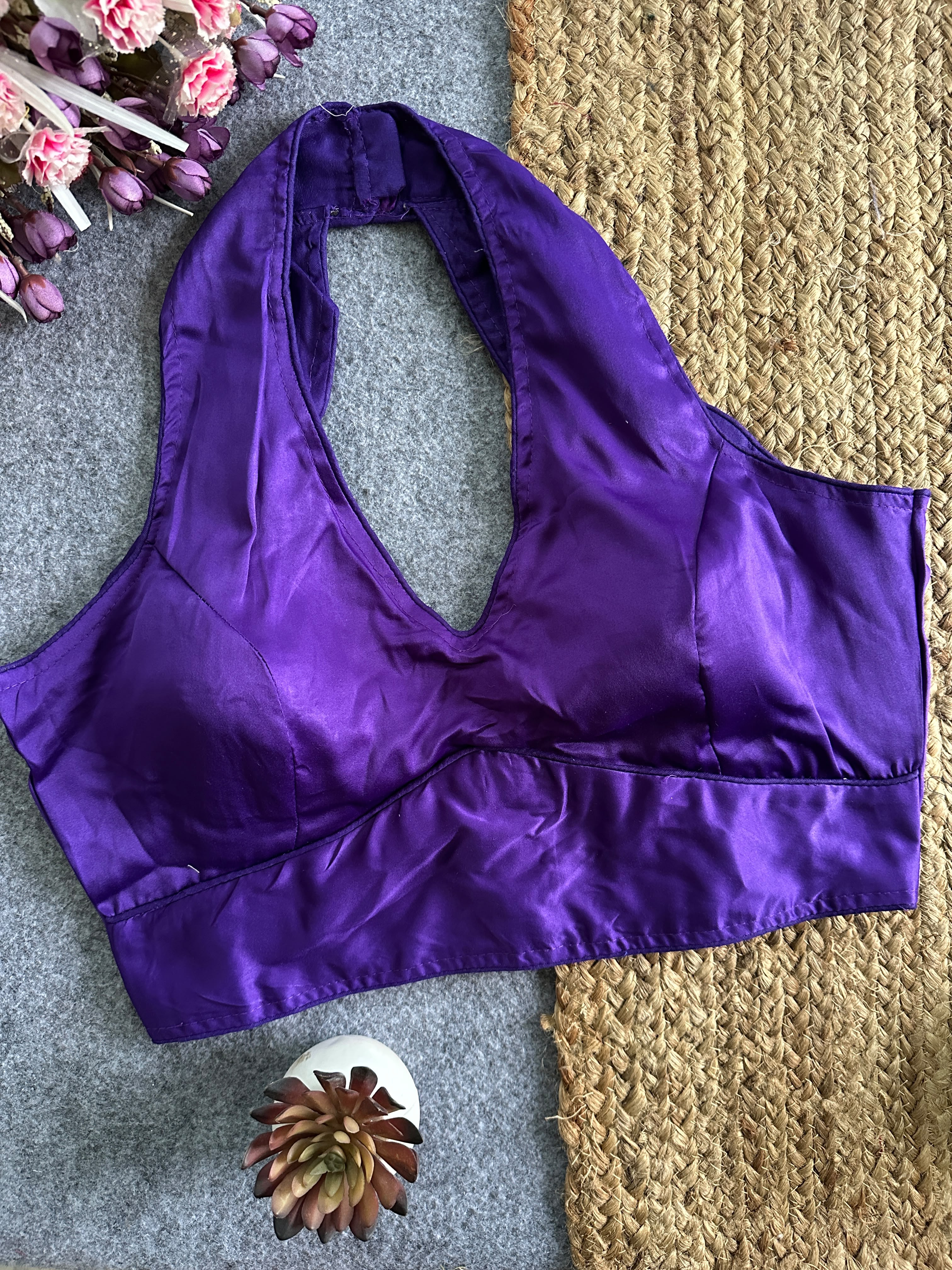 Pure Malai Satin Padded Designer Blouse – Free Size 38–42