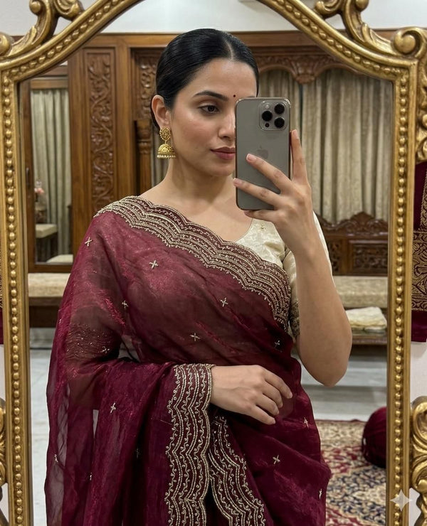 Women's Premium Space Satin Saree