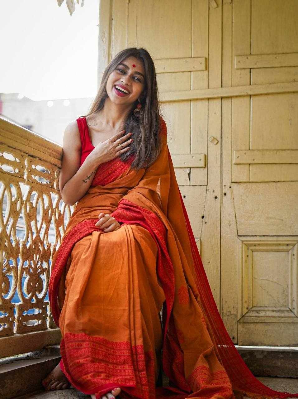 KPR 195 Mustard Soft Linen Saree 🧡