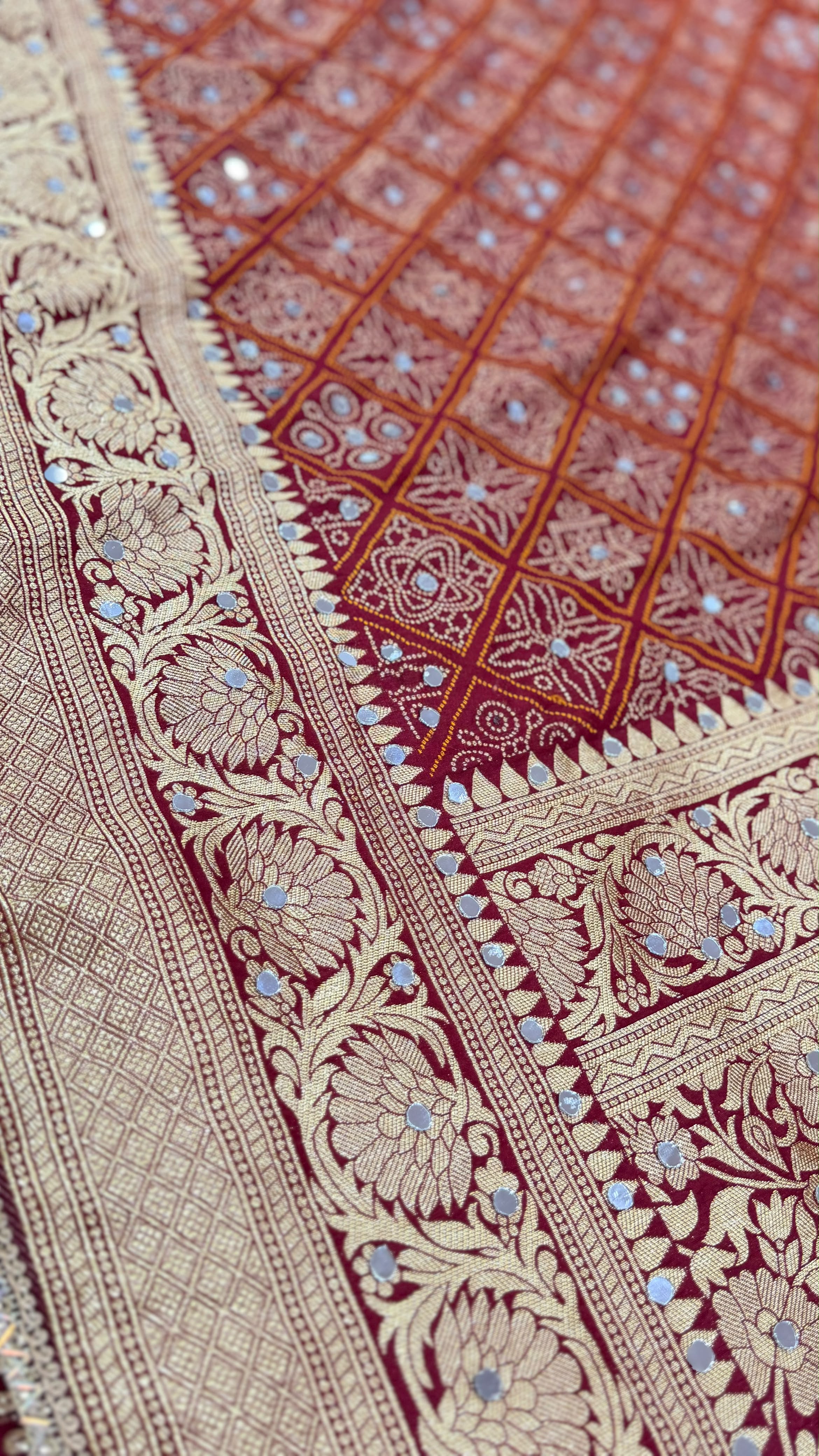 Karva Chauth Special Heavy Pure Silk Saree with Mirror Work & Designer Zari Border