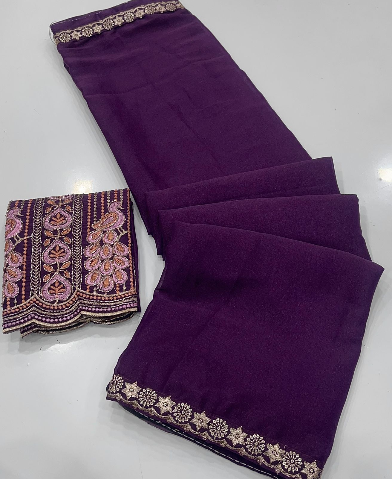 Peacock Bliss Designer Star Georgette Saree with Heavy Embroidered Peacock Blouse