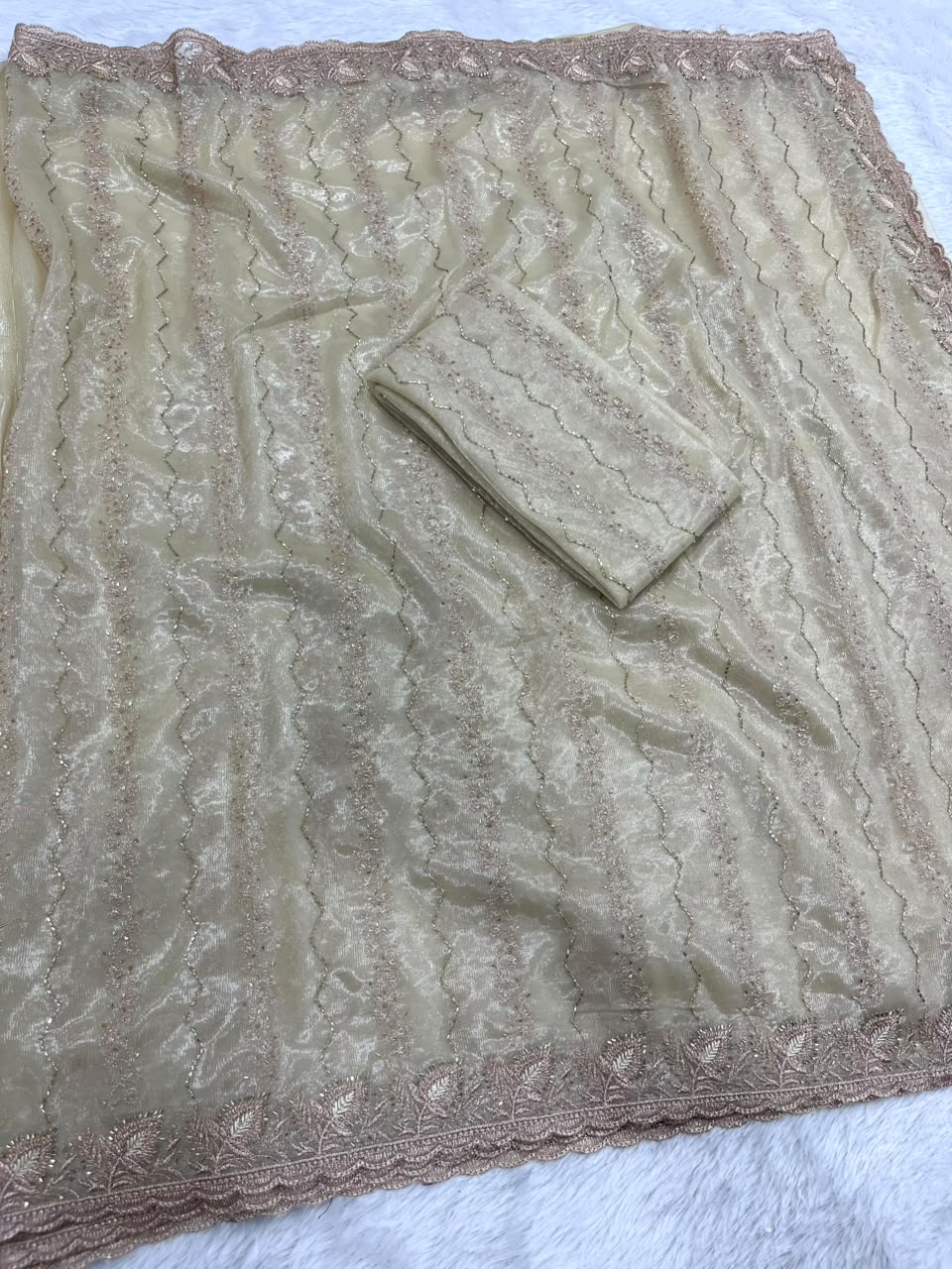 Women's Premium Twill Net Embroidered Saree with Designer Blouse