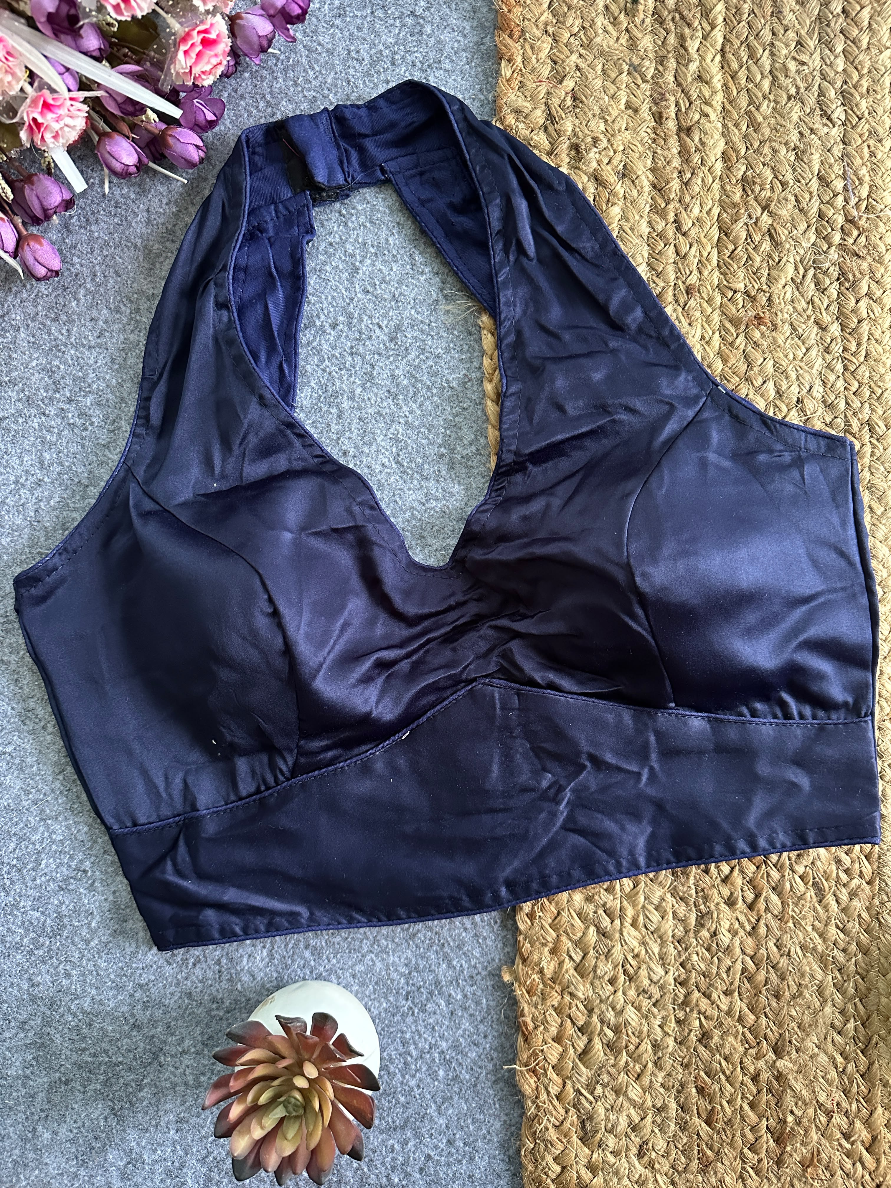 Pure Malai Satin Padded Designer Blouse – Free Size 38–42