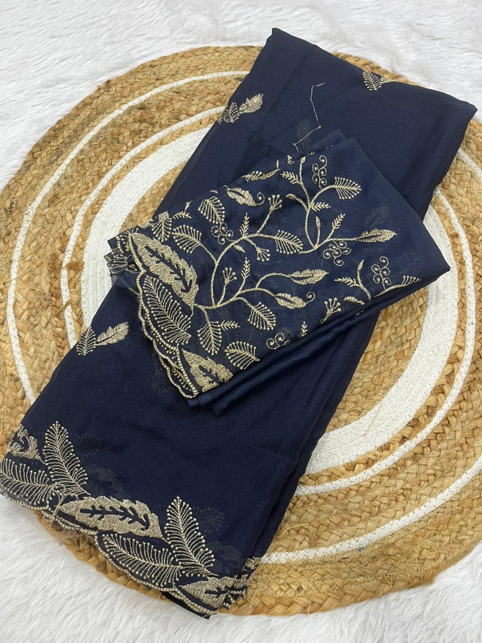 Sonakshi Star Georgette Embroidered Saree with Designer Blouse | Elegant Daily & Party Wear Saree