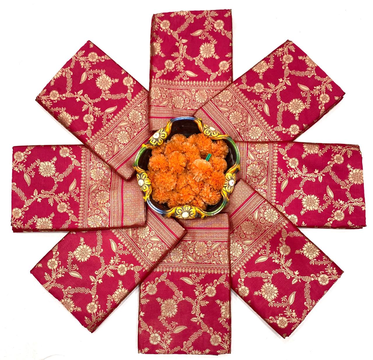 Traditional Red Banarasi Silk Saree with Gold Zari Work
