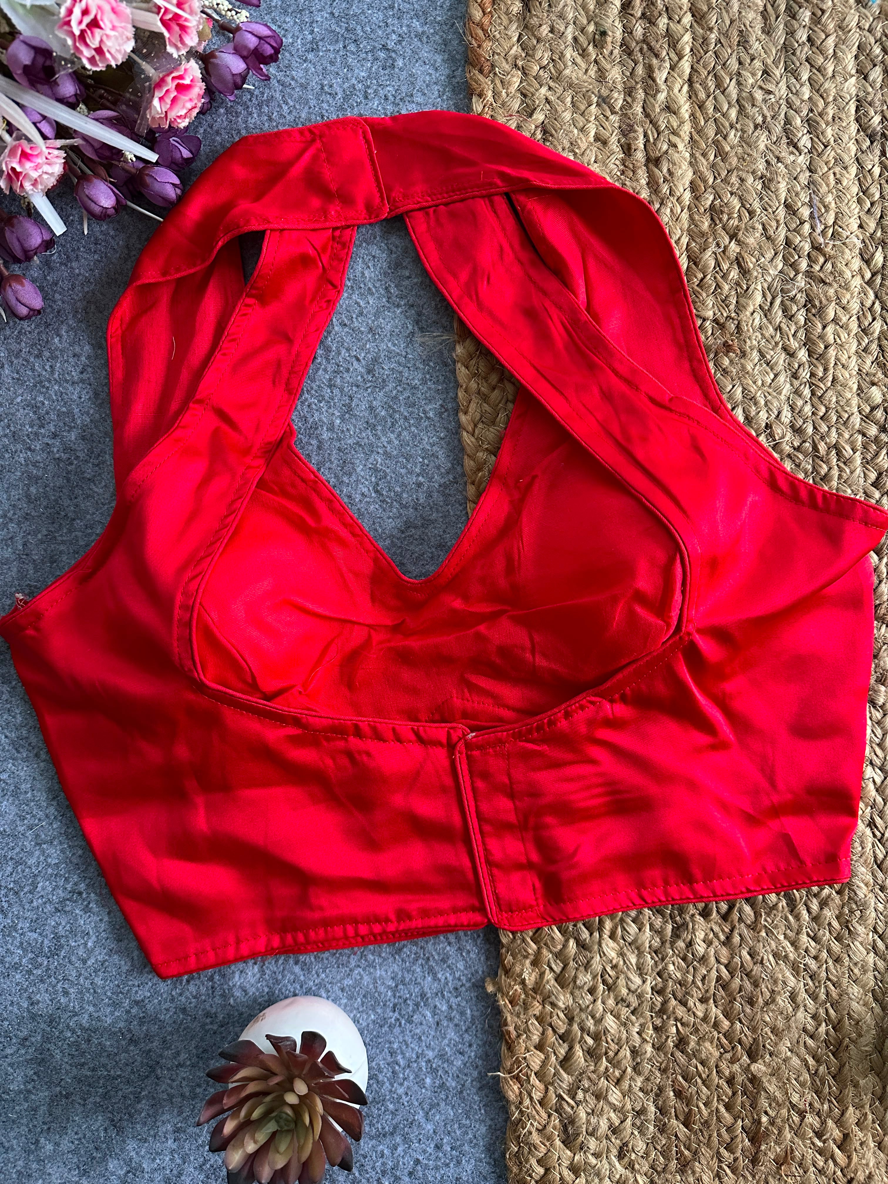Pure Malai Satin Padded Designer Blouse – Free Size 38–42