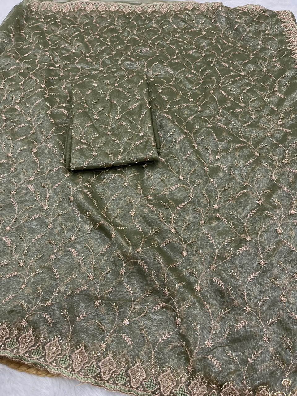 Premium Twill Net Embroidered Saree with Designer Blouse | Wedding & Party Wear Collection
