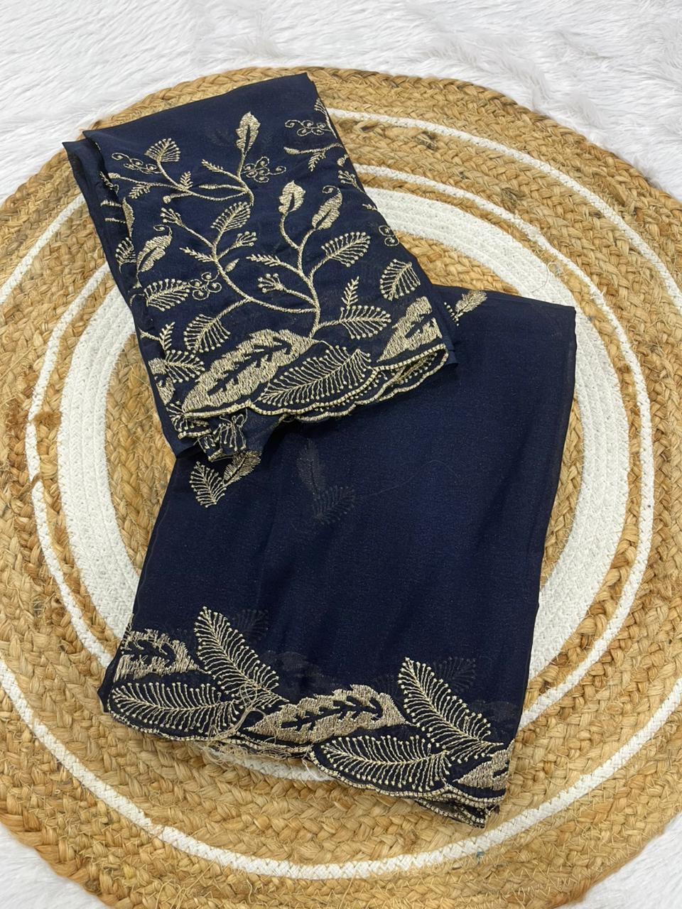 Sonakshi Star Georgette Embroidered Saree with Designer Blouse | Elegant Daily & Party Wear Saree