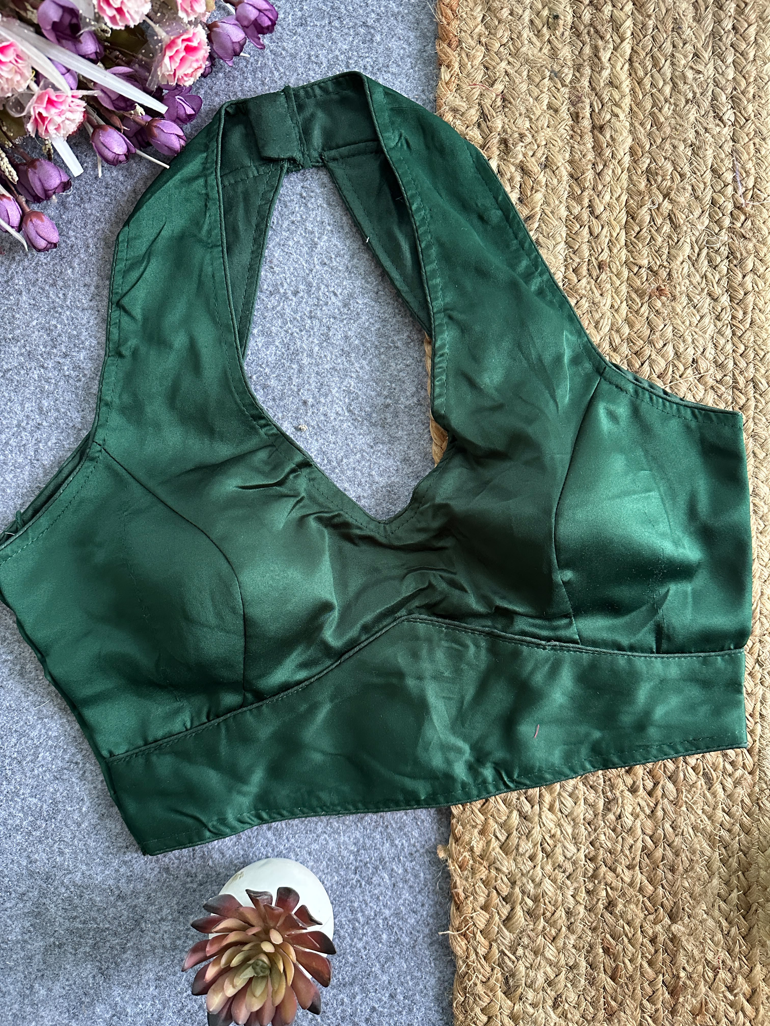Pure Malai Satin Padded Designer Blouse – Free Size 38–42