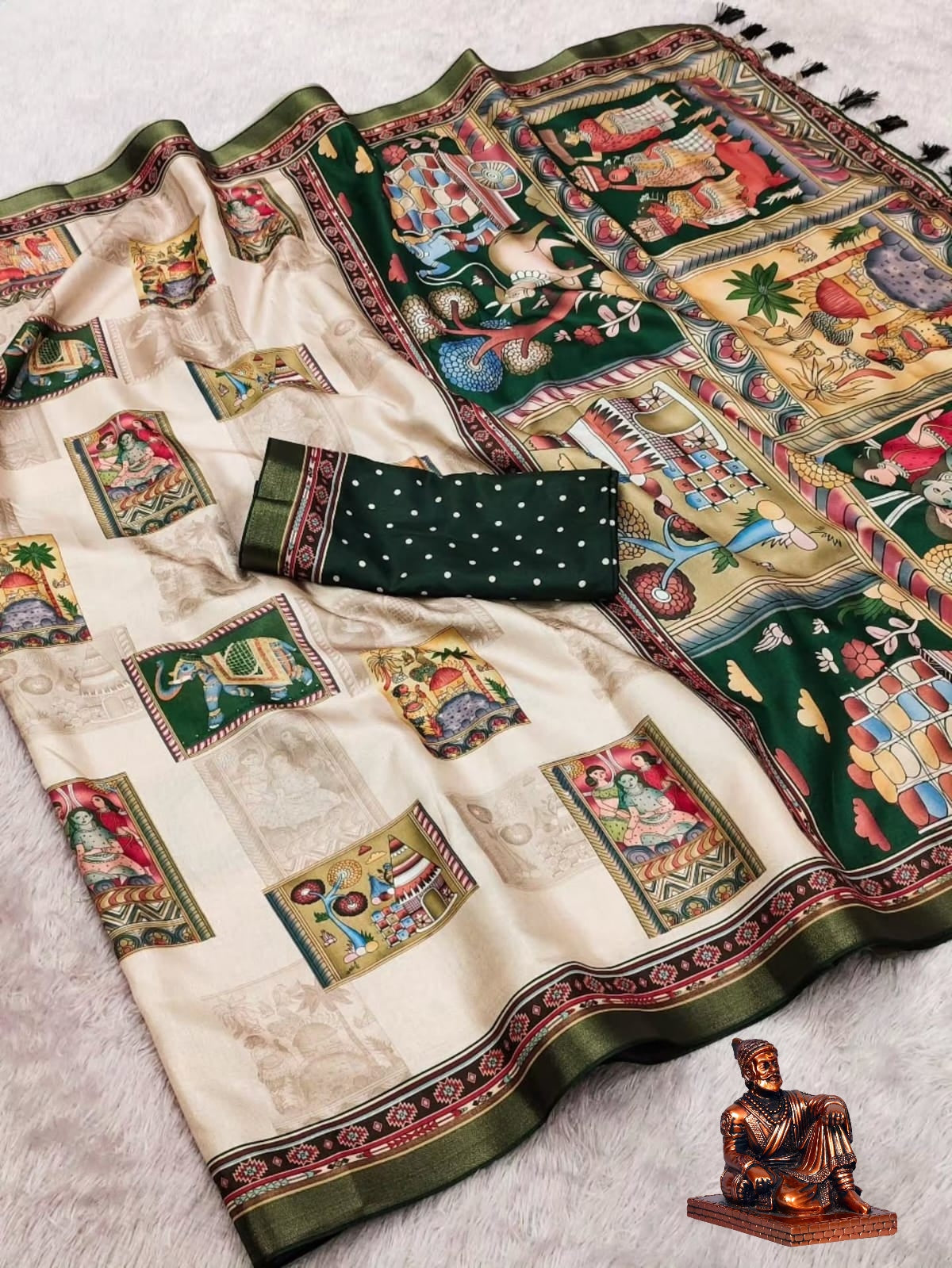 Rajgharana Ethnic Printed Blooming Mull Mull Cotton Saree