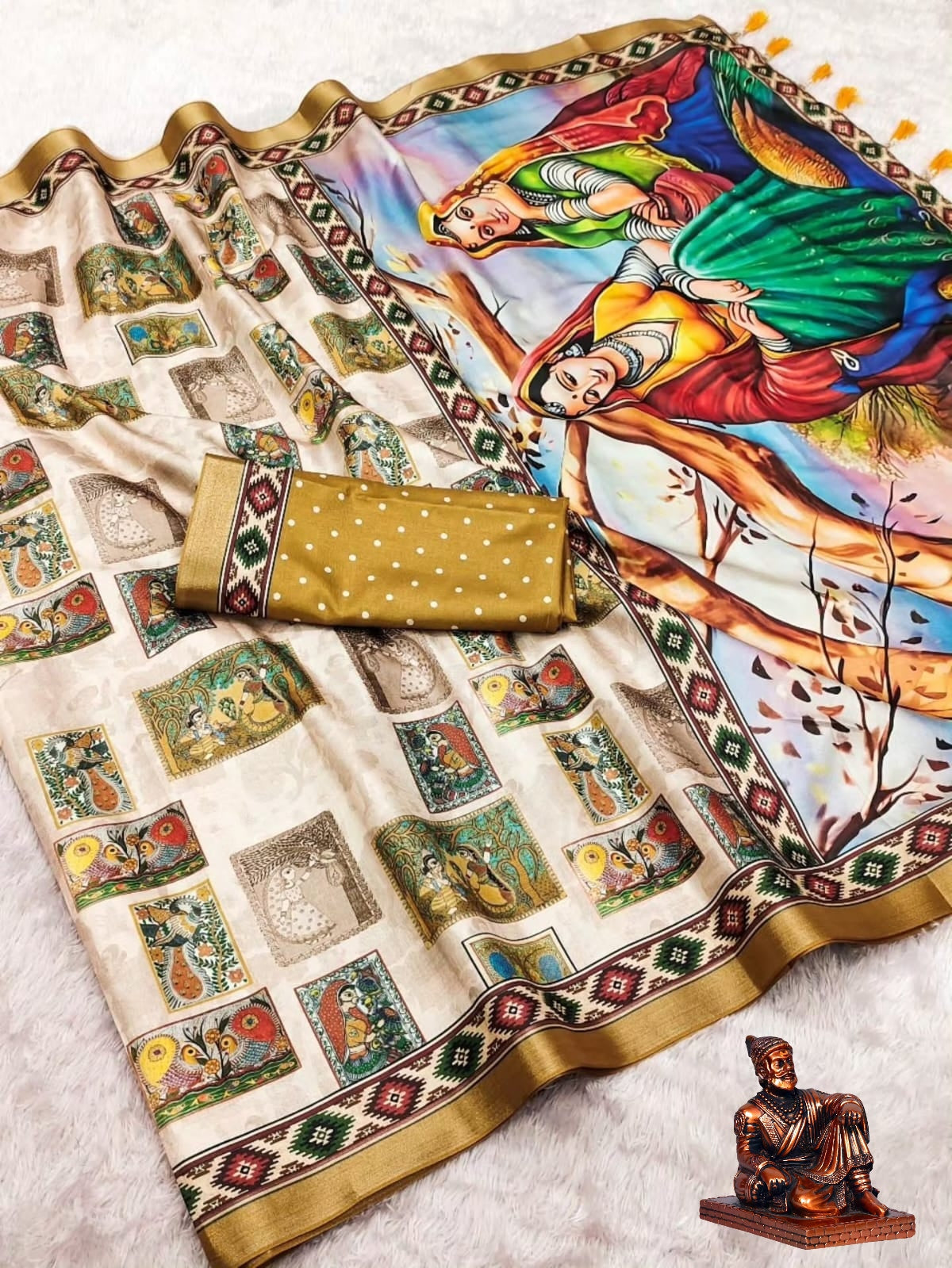 Rajgharana Ethnic Printed Blooming Mull Mull Cotton Saree