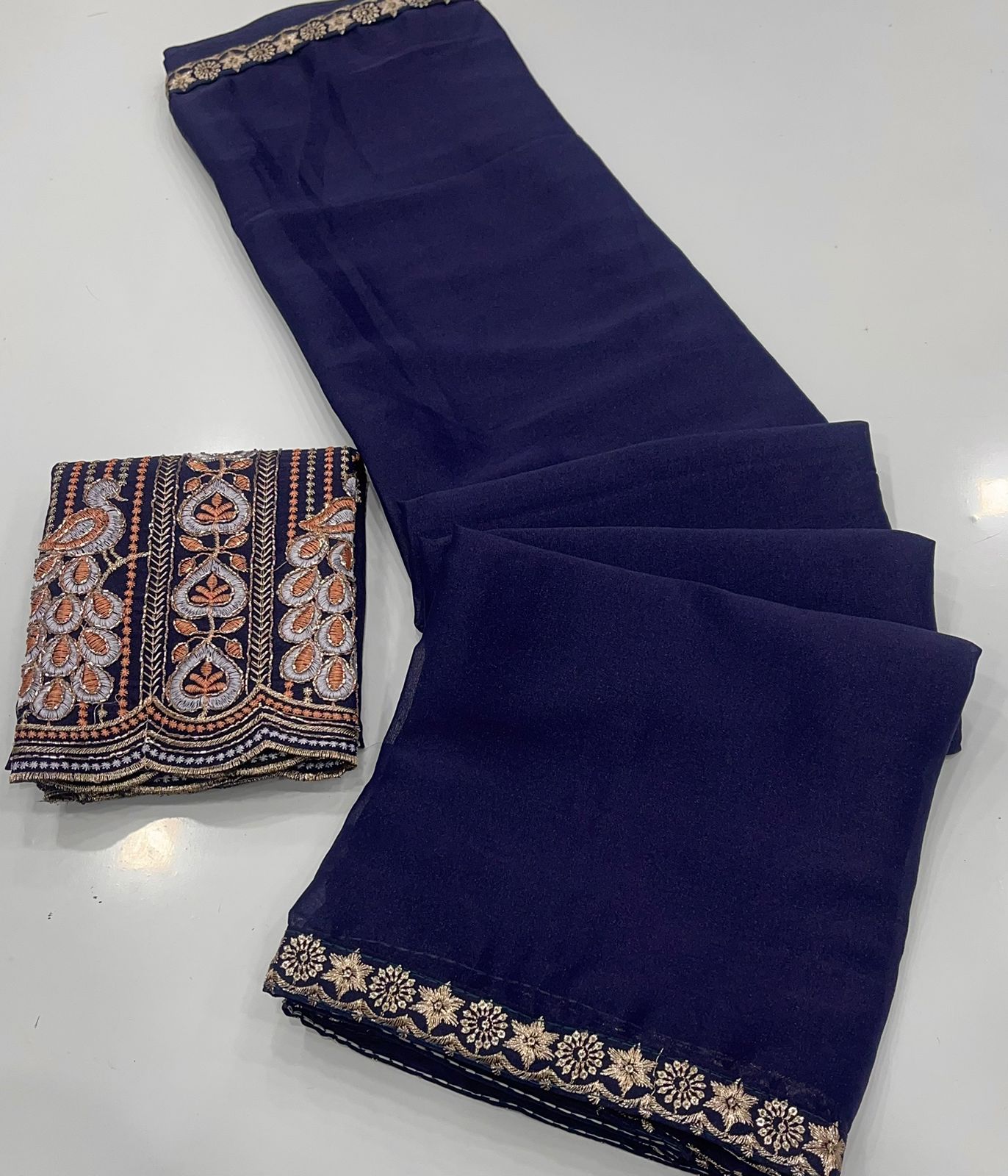 Peacock Bliss Designer Star Georgette Saree with Heavy Embroidered Peacock Blouse