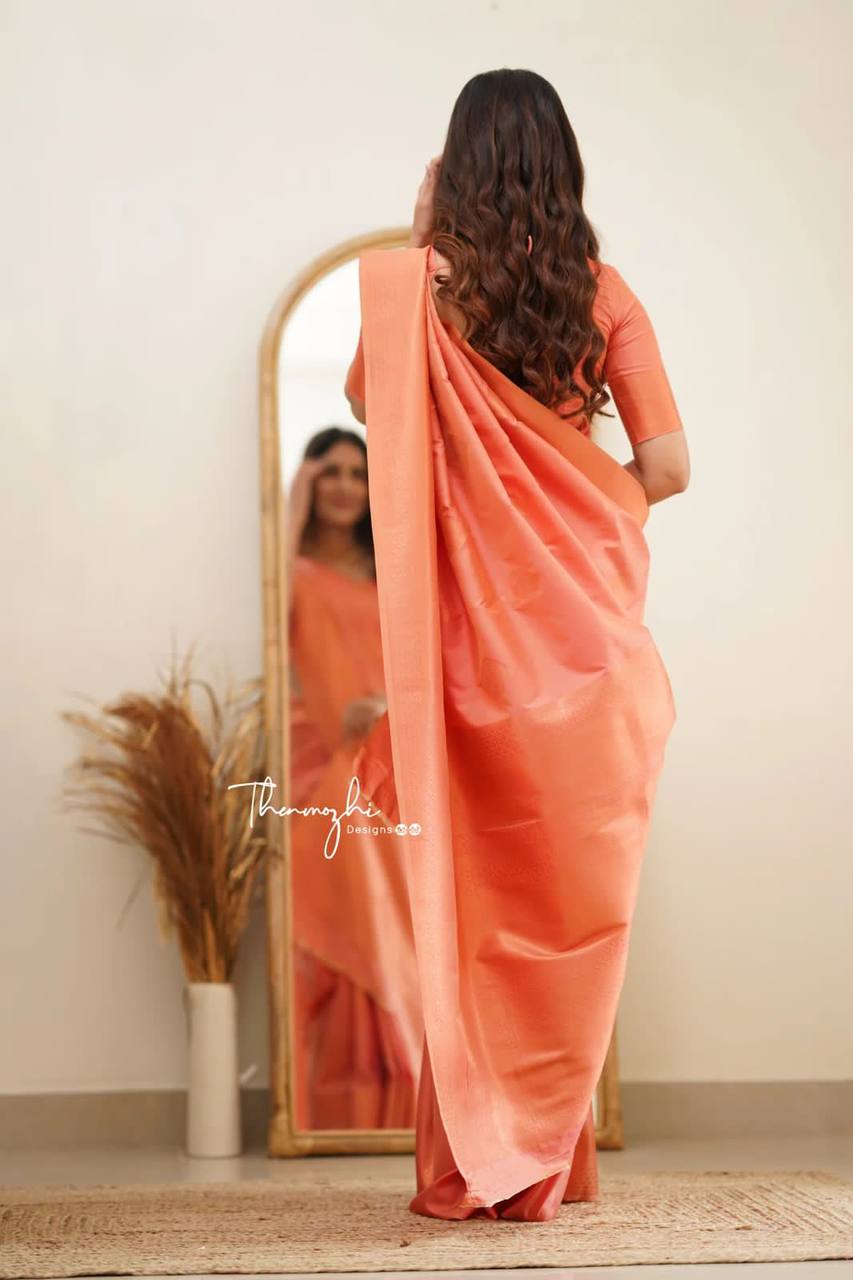 Elegant Peach Silk Saree with Matching Blouse