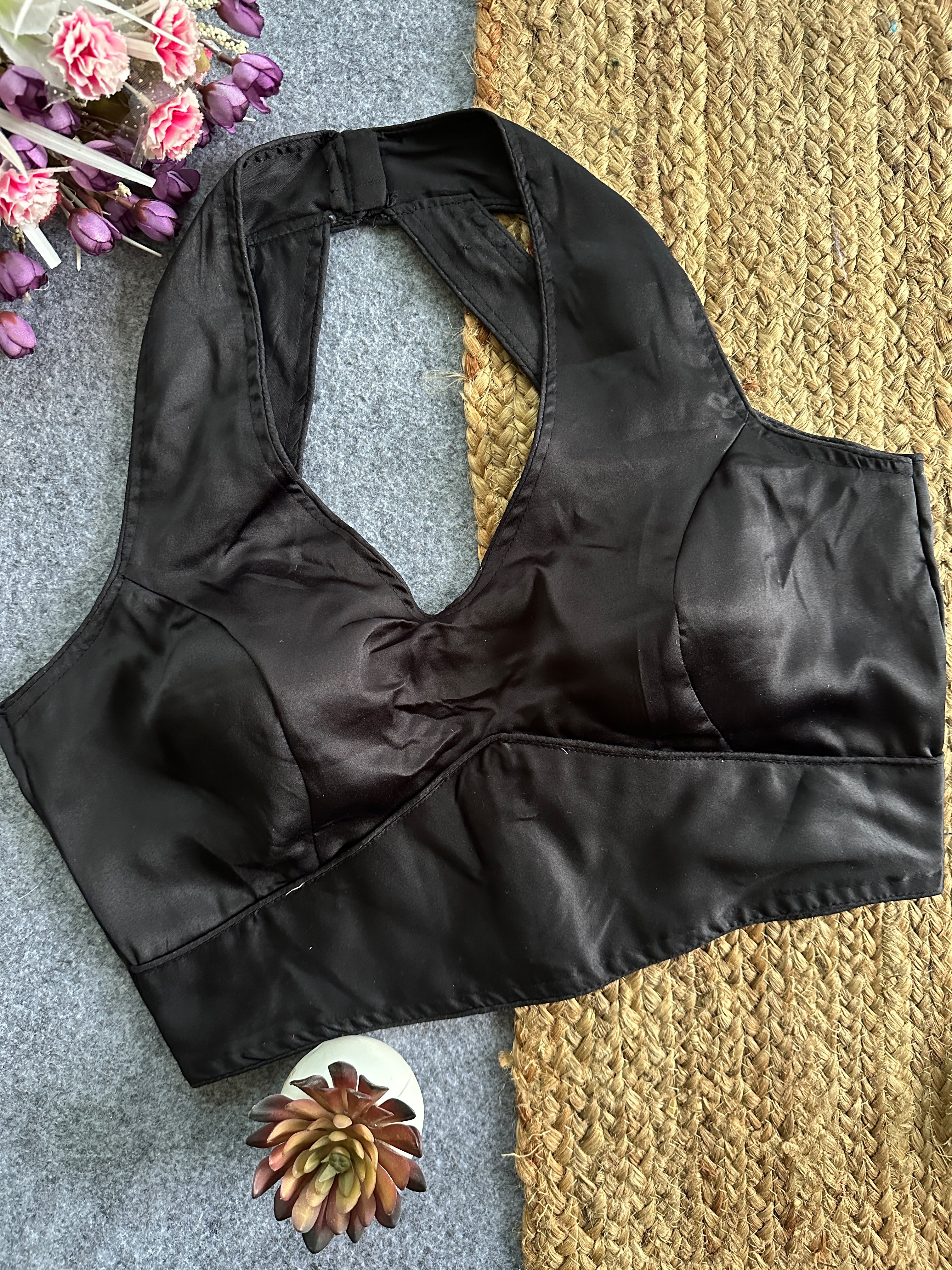 Pure Malai Satin Padded Designer Blouse – Free Size 38–42