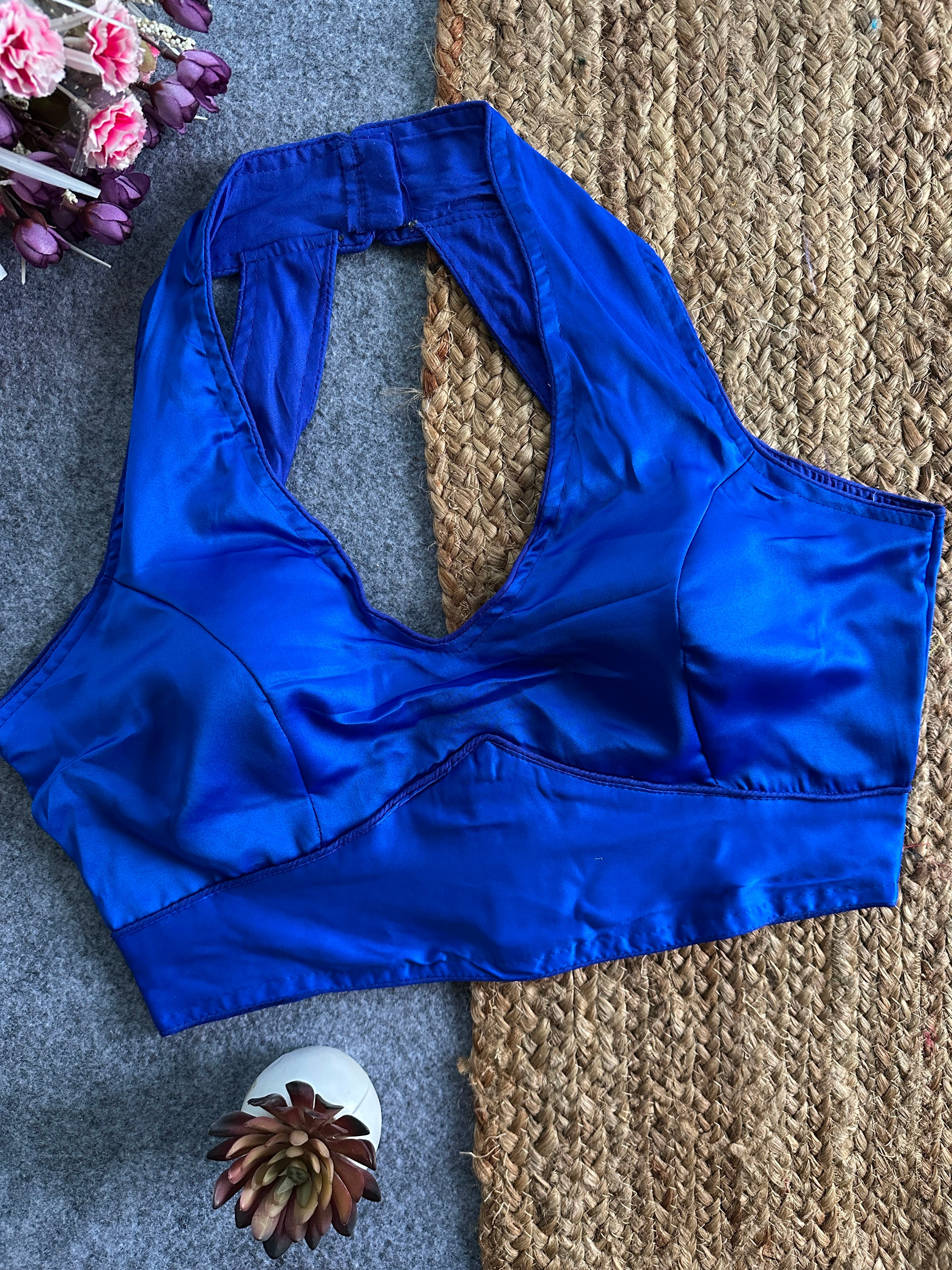 Pure Malai Satin Padded Designer Blouse – Free Size 38–42