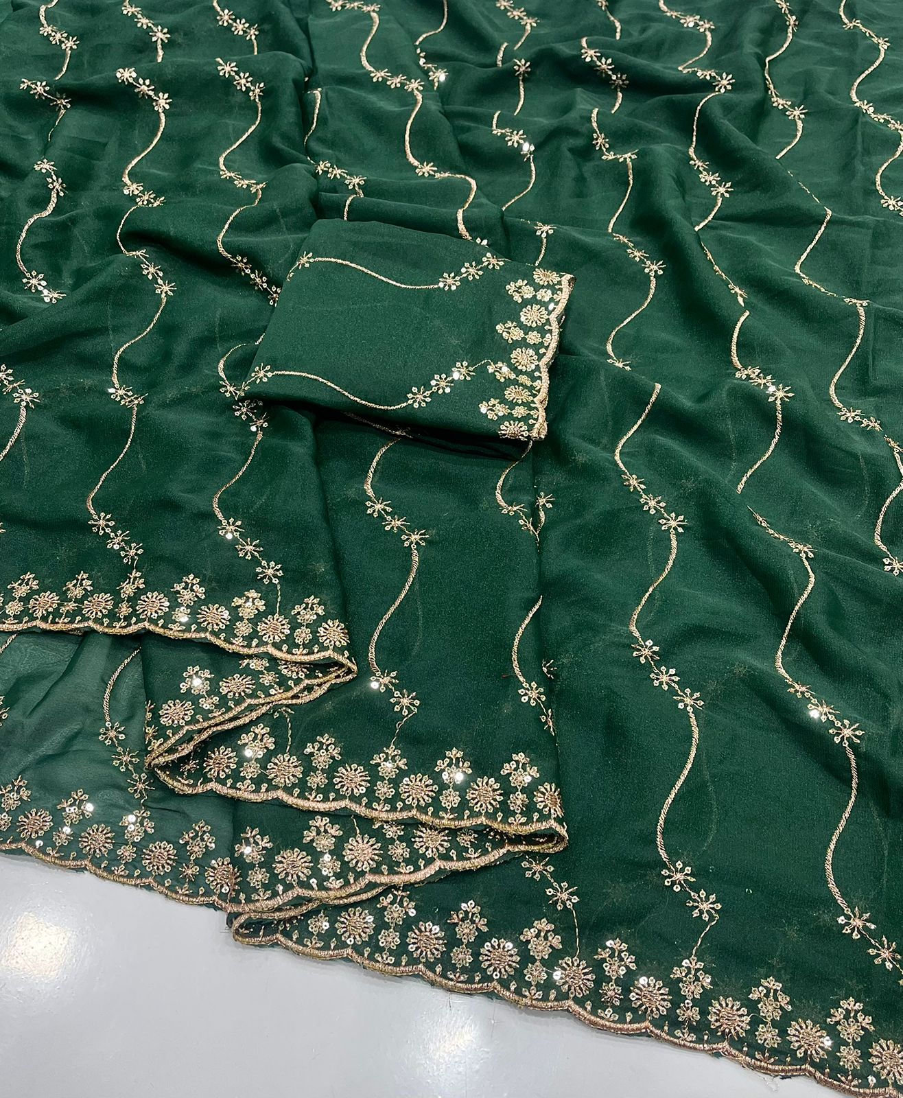 Royal Noor Star Georgette Saree with Multi Embroidered Sequins Work | Designer Party Wear Saree