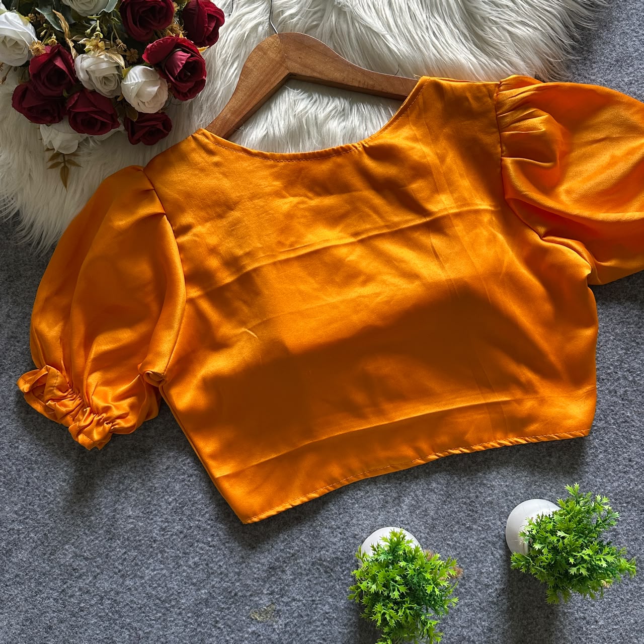 Pure Malai Satin Padded Designer Blouse – Open Back | Free Size 38–42