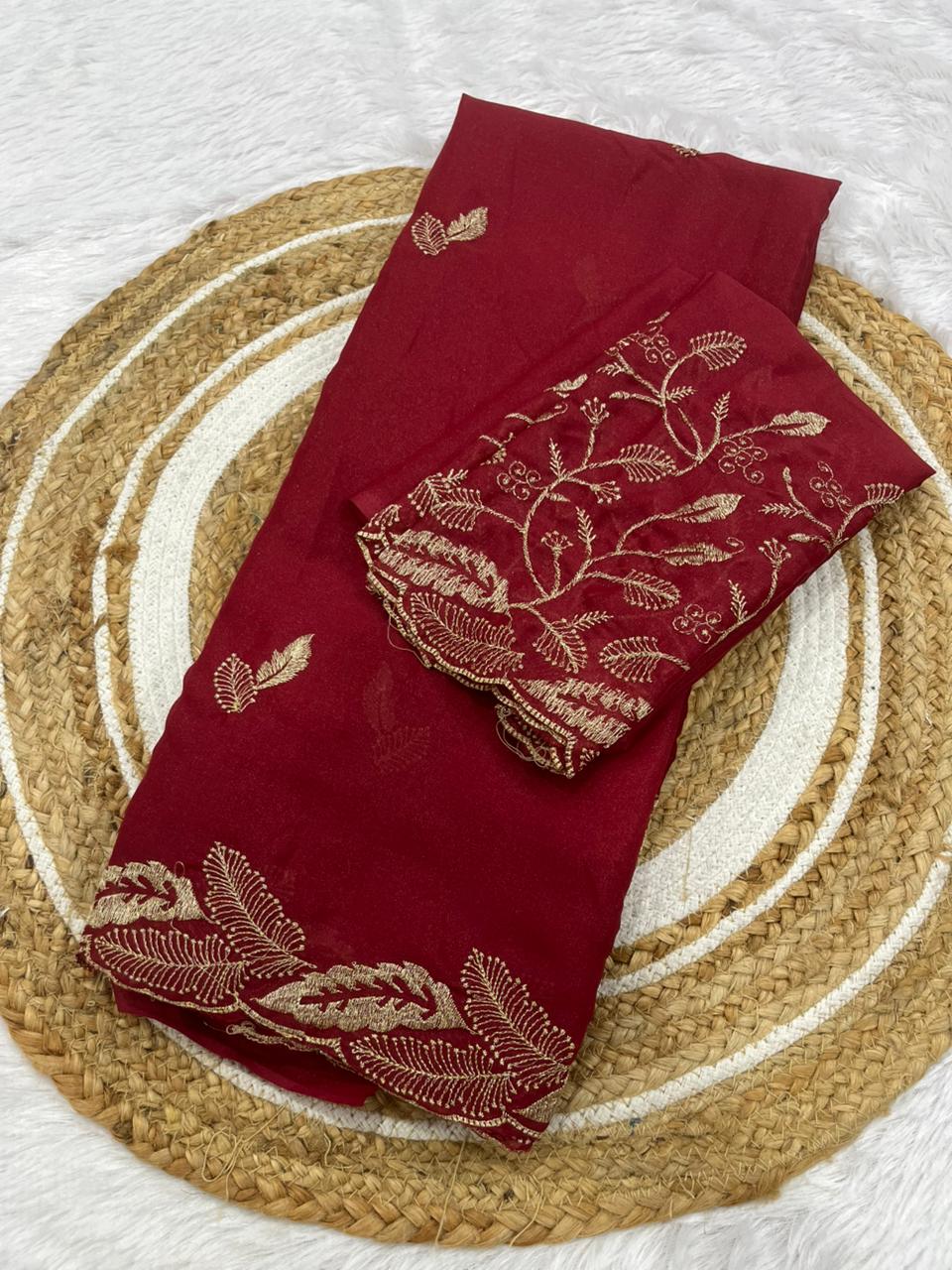 Sonakshi Star Georgette Embroidered Saree with Designer Blouse | Elegant Daily & Party Wear Saree