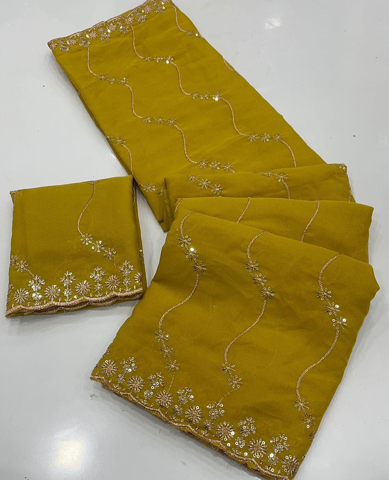 Royal Noor Star Georgette Saree with Multi Embroidered Sequins Work | Designer Party Wear Saree