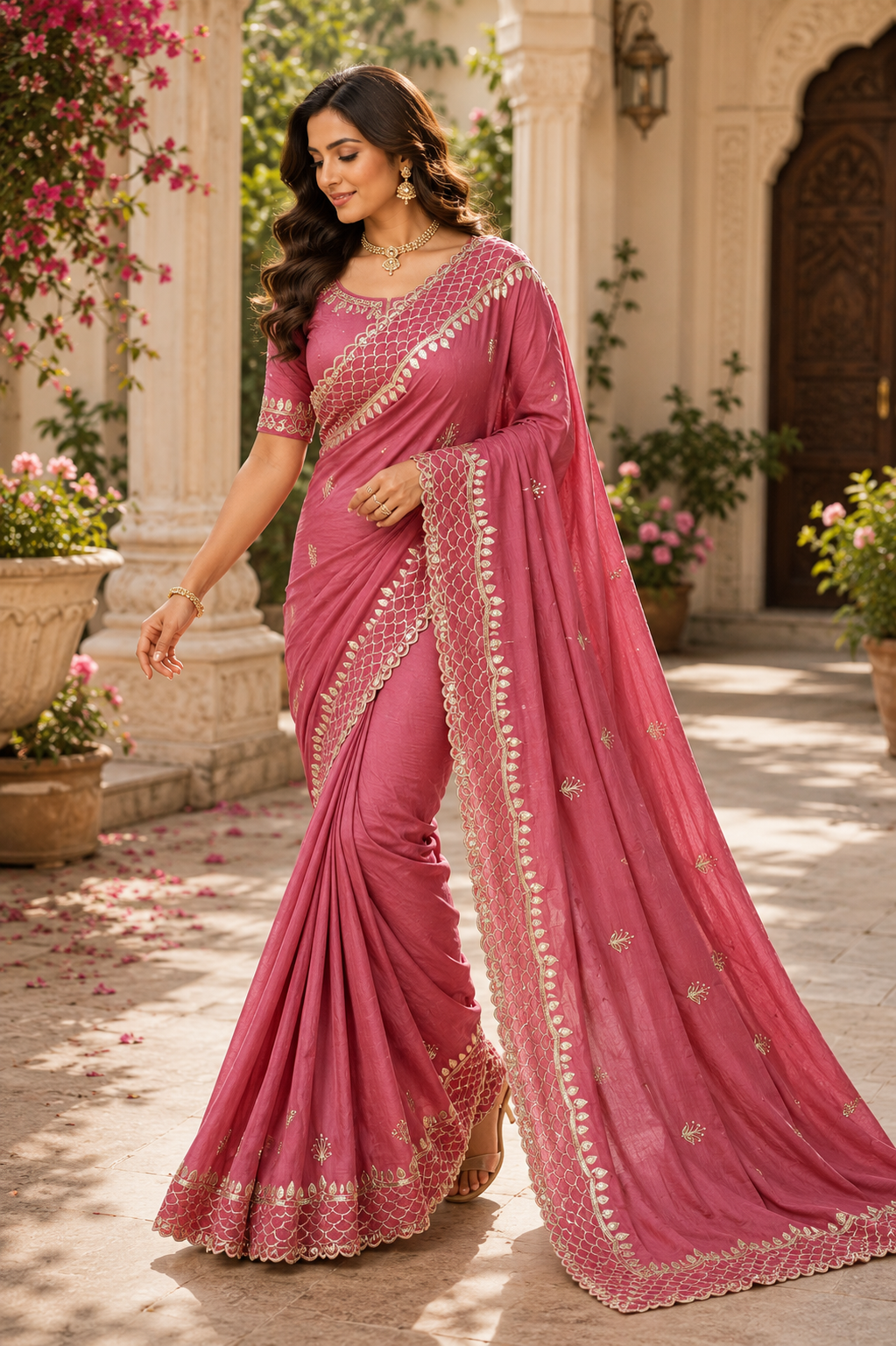 Royal Vichitra Silk Embroidered Saree with 3mm Sequins Work | Premium Party Wear & Wedding Collection