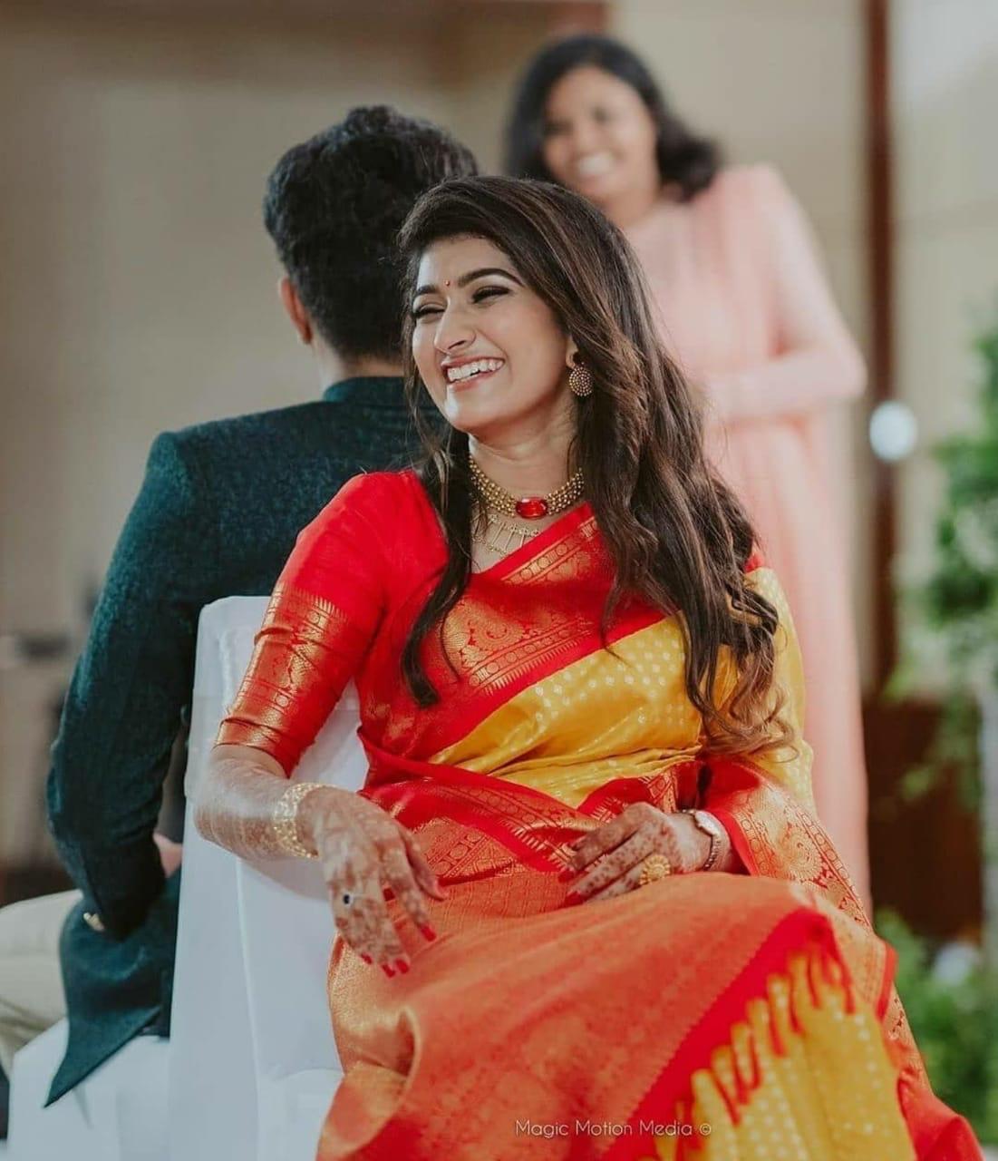 Traditional Yellow Silk Saree with Red Border