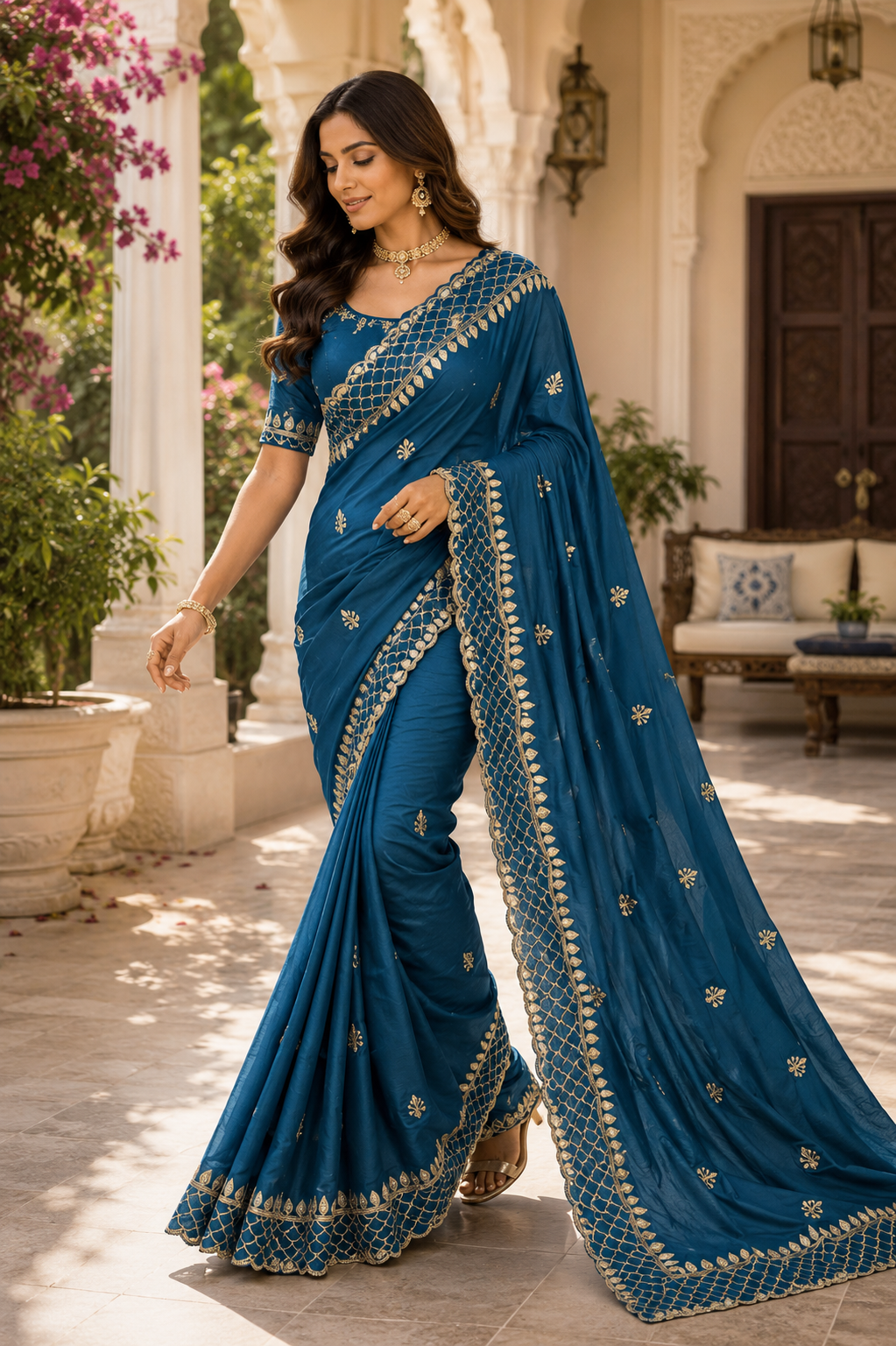 Royal Vichitra Silk Embroidered Saree with 3mm Sequins Work | Premium Party Wear & Wedding Collection