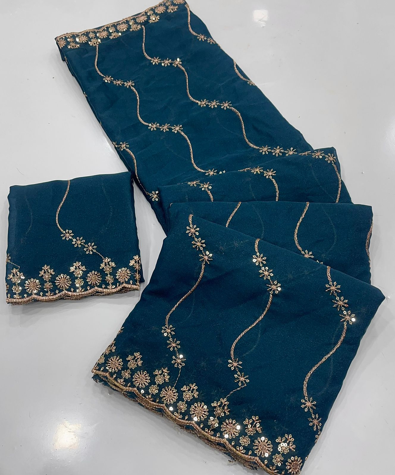 Royal Noor Star Georgette Saree with Multi Embroidered Sequins Work | Designer Party Wear Saree