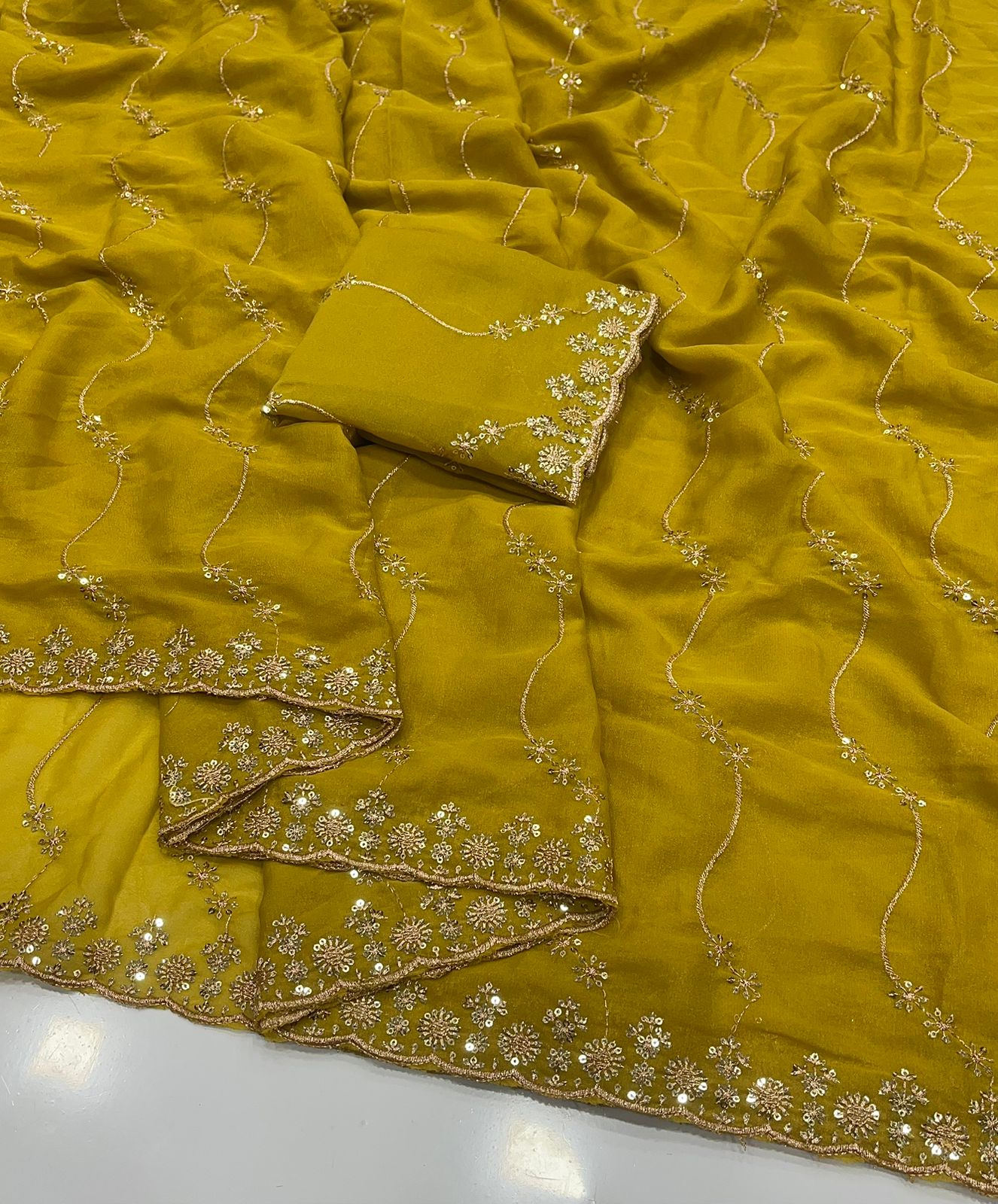 Royal Noor Star Georgette Saree with Multi Embroidered Sequins Work | Designer Party Wear Saree