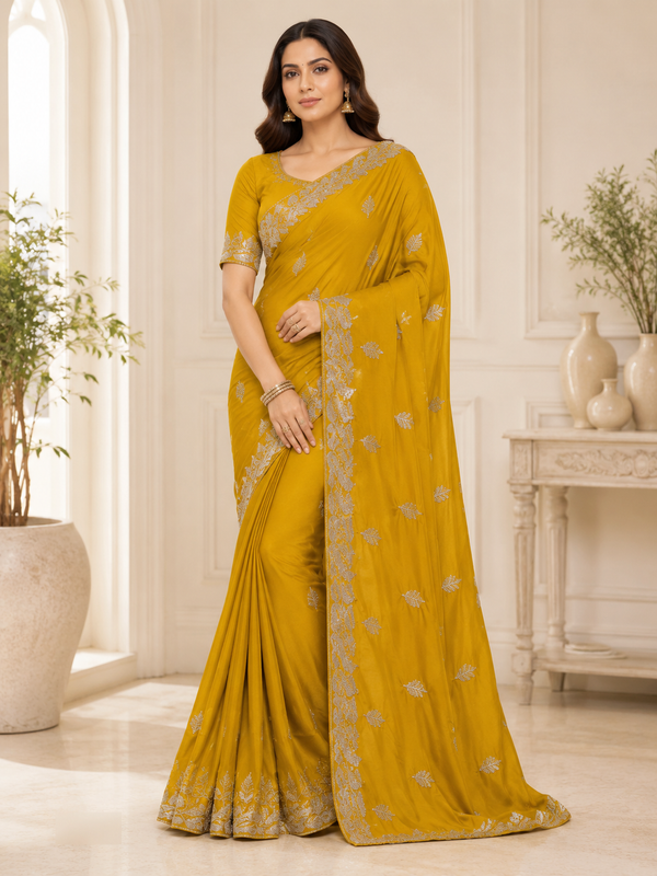 Sonakshi Star Georgette Embroidered Saree with Designer Blouse | Elegant Daily & Party Wear Saree