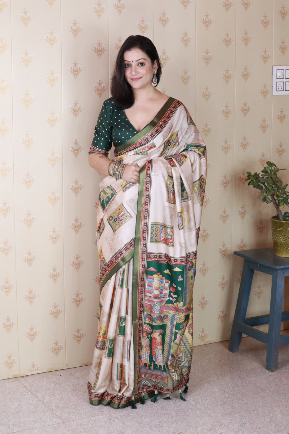 Rajgharana Ethnic Printed Blooming Mull Mull Cotton Saree