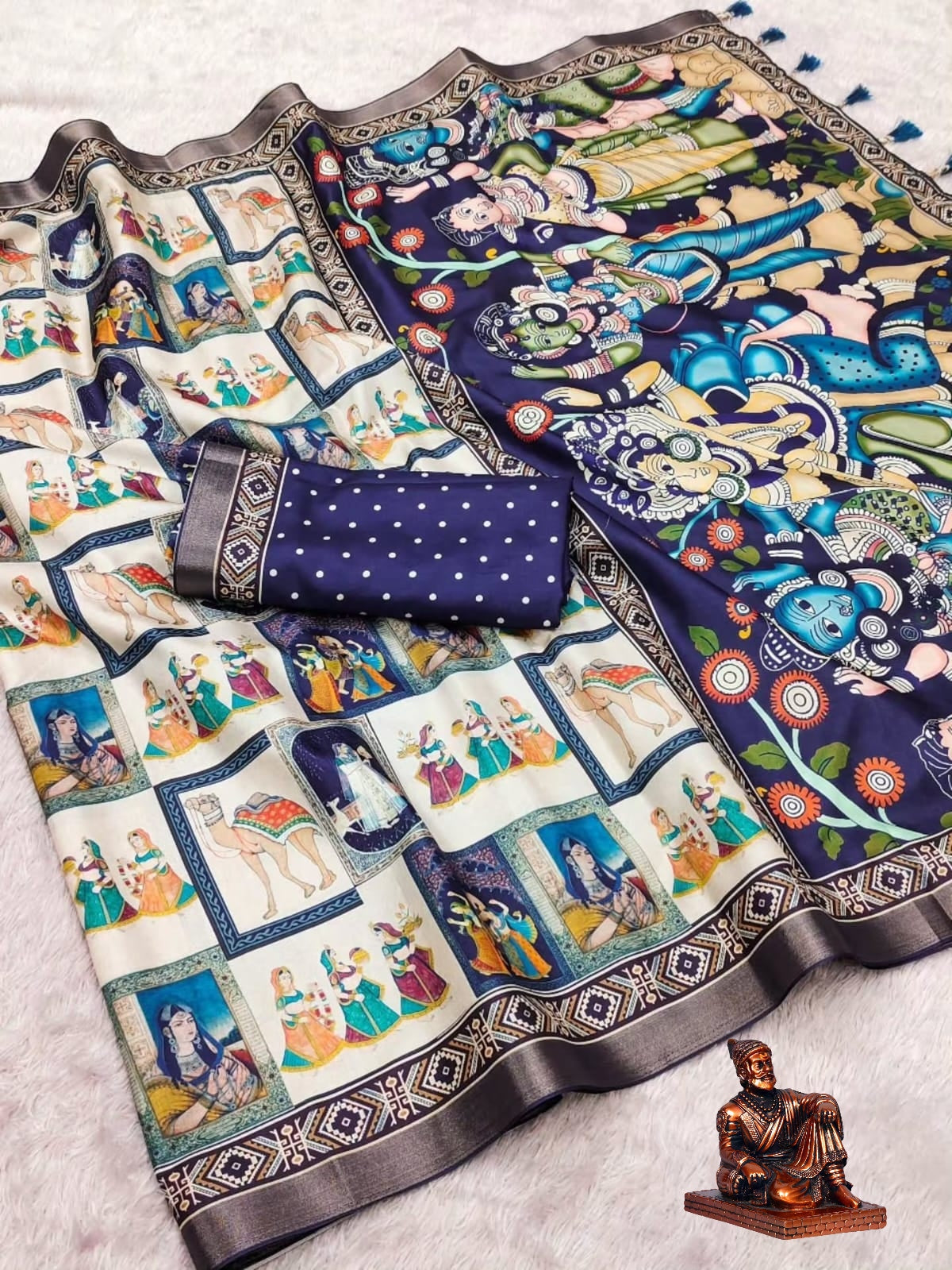 Rajgharana Ethnic Printed Blooming Mull Mull Cotton Saree