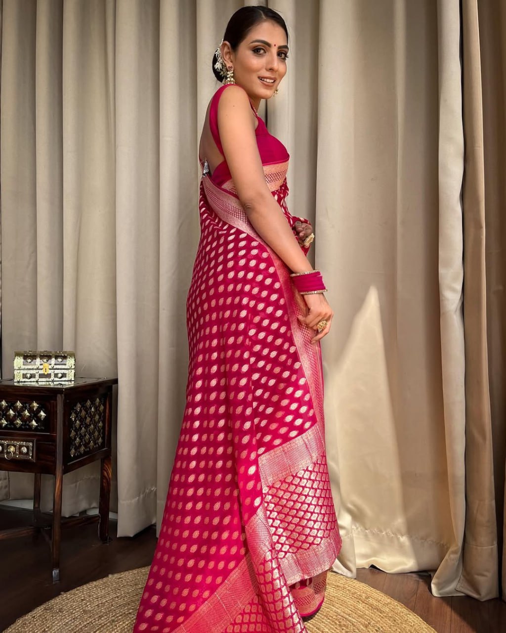 Banarasi Silk Saree with Zari Work Pink