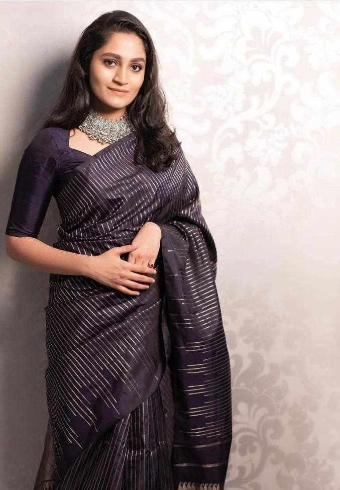 KP 6097 Jacquard Work Silk Saree with Contrast Blouse