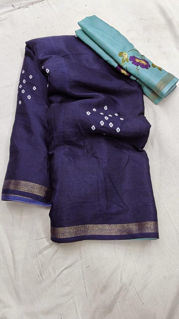 Mulmul Printed Saree with Floral Blouse – GULAB Vol 2
