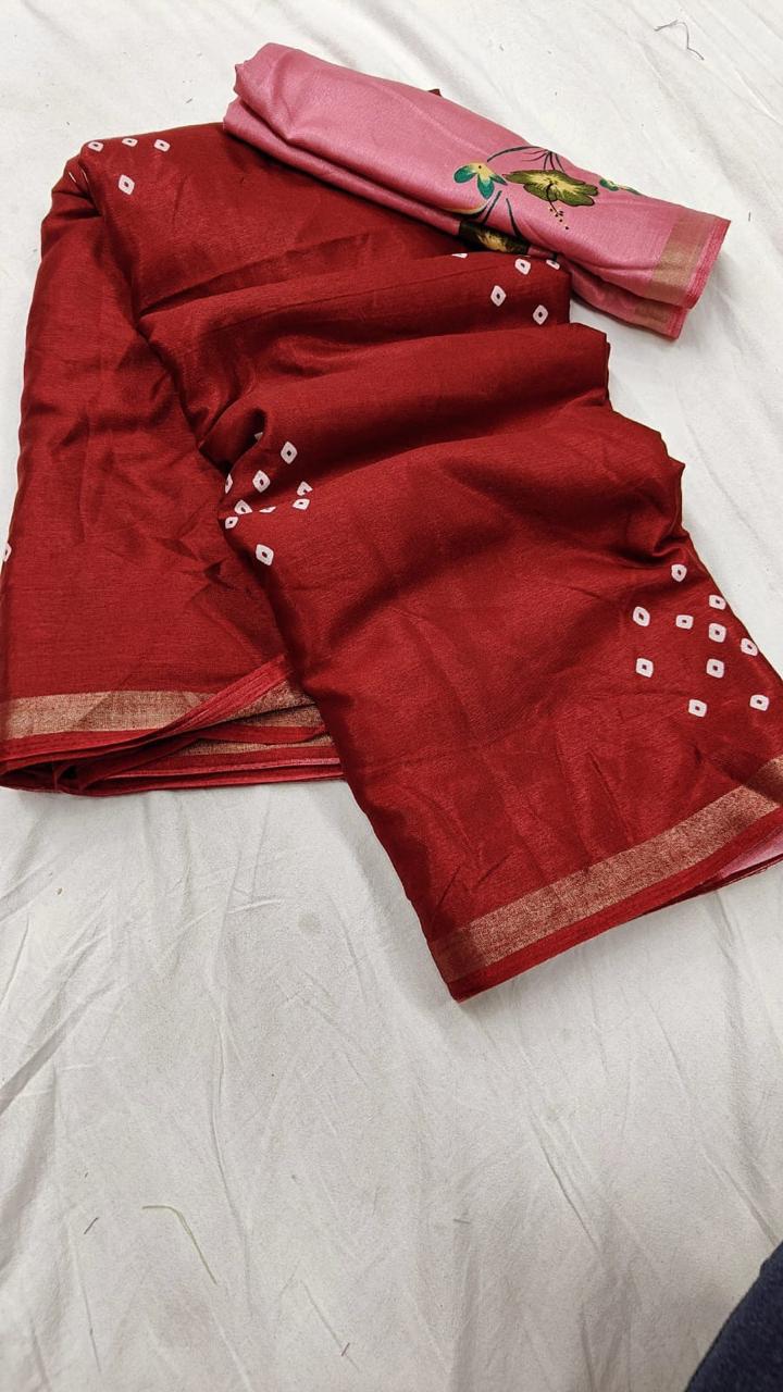 Mulmul Printed Saree with Floral Blouse – GULAB Vol 2