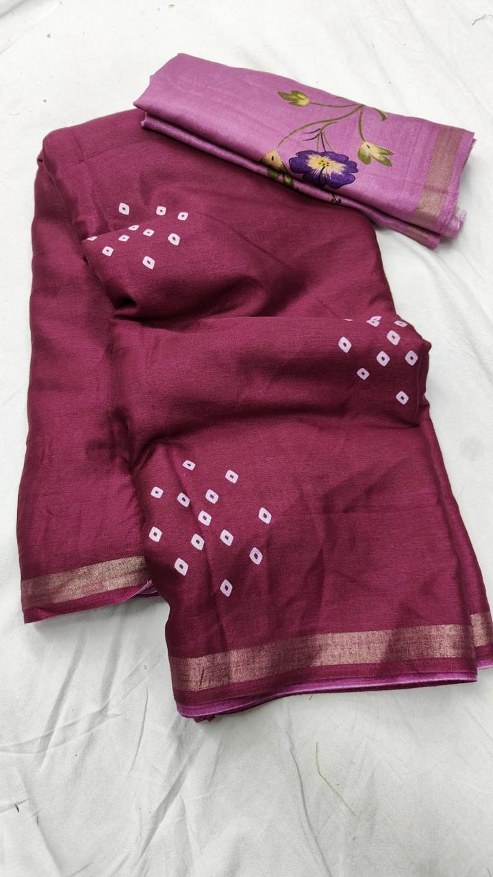 Mulmul Printed Saree with Floral Blouse – GULAB Vol 2