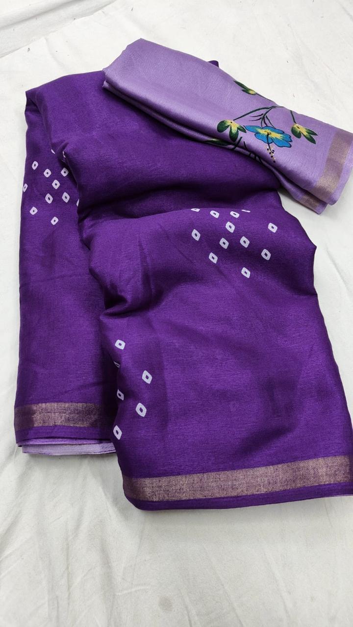 Mulmul Printed Saree with Floral Blouse – GULAB Vol 2